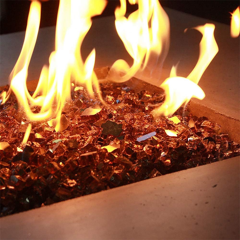 One Stop Outdoor (40 Pounds) 1/2 inch Premium Bronze Reflective Bulk Fire Glass, Tempered for Fire Pit & Fireplace (Bronze)