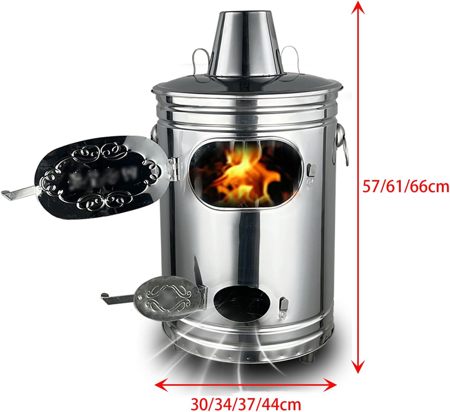 LXURY Metal Burning Barrels for Yard Garden, Stainless Steel, Patio, Lawn & Garden, Outdoor Heating & Cooling, Fire Pits, Silver, Wood, Coal