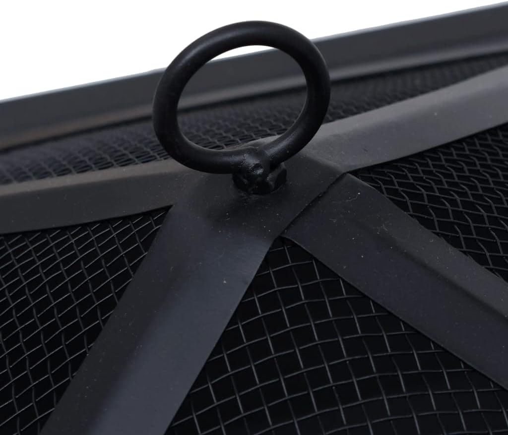 Fire Pit,Bonfire Steel Fire Pit, Campfire Cooking Equipment,Fire Pits for Outside Wood Burning,for Outside Garden Bonfire Party and Patio Black 17.7