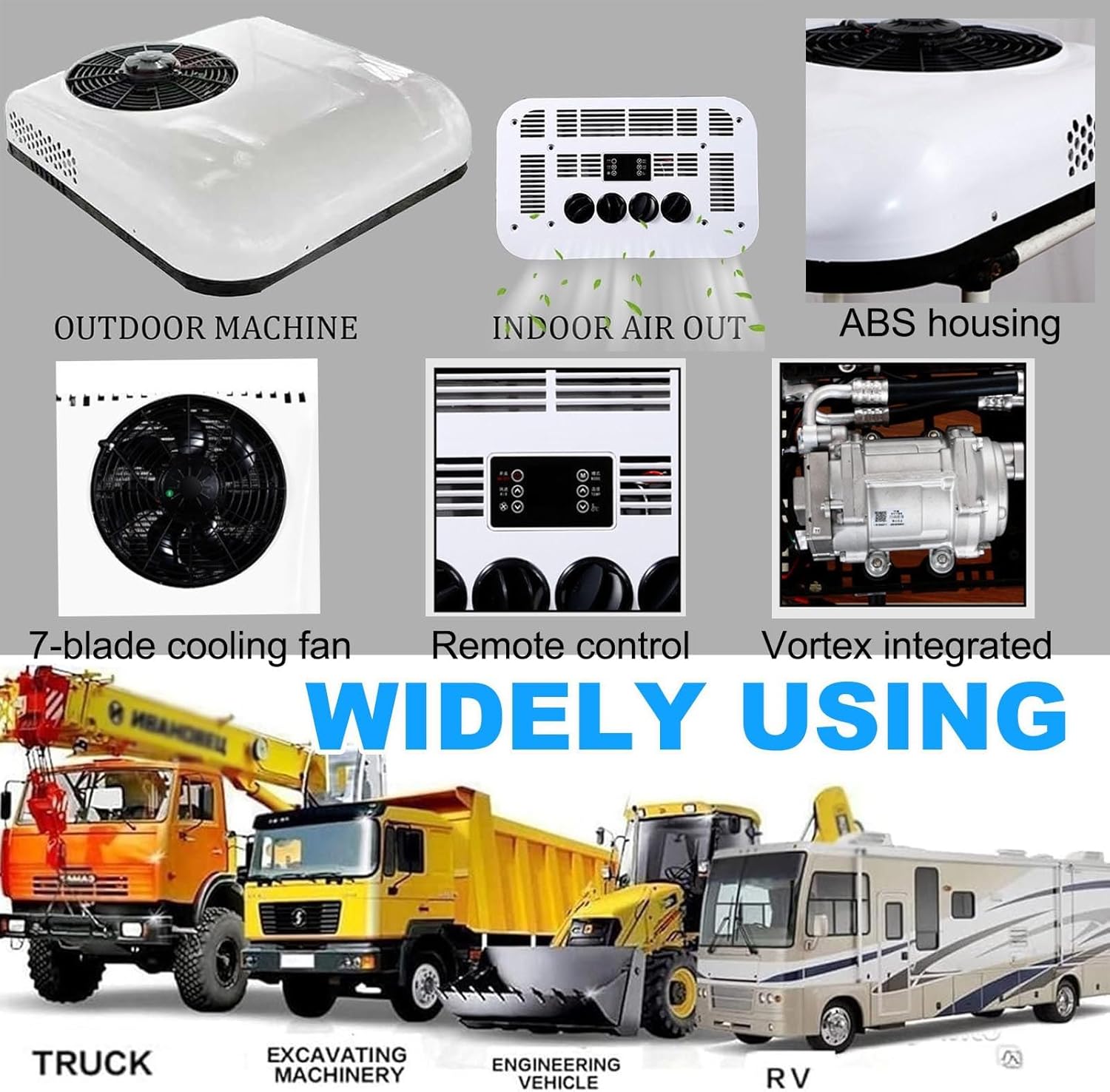 Dc 12v/24v Rv Rooftop Air Conditioner-Only Cooling/Cooling+Heating,850w Motorhome Electric Parking Air Conditioning Fit For Camper Van Truck Excavator Off-Road Vehicle Suv Bus ,WhiteCool+Heat24v