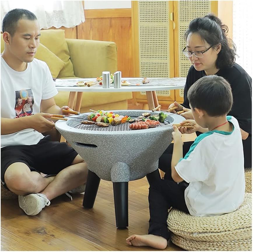 Outdoor Fire Pit Portable Garden Wood Burning Fire Pit, Outdoor Fire Bowl with Grill and Lid, Garden Barbecue Party Heater, 39cm/15.4