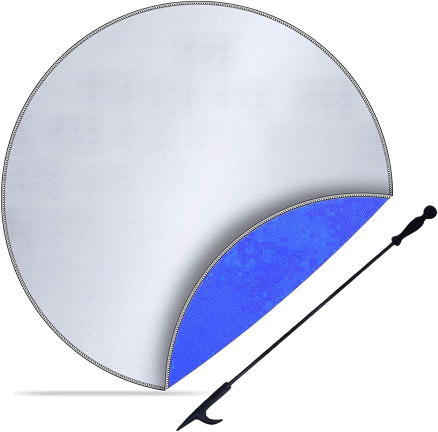 Fire Pit Mat, with Fireplace Poker, Blue Double-Sided Fire Pit Pad, Heat Resistant Grill Mat, for Deck, Patio, Grass - Under Grill Mat,36 inch