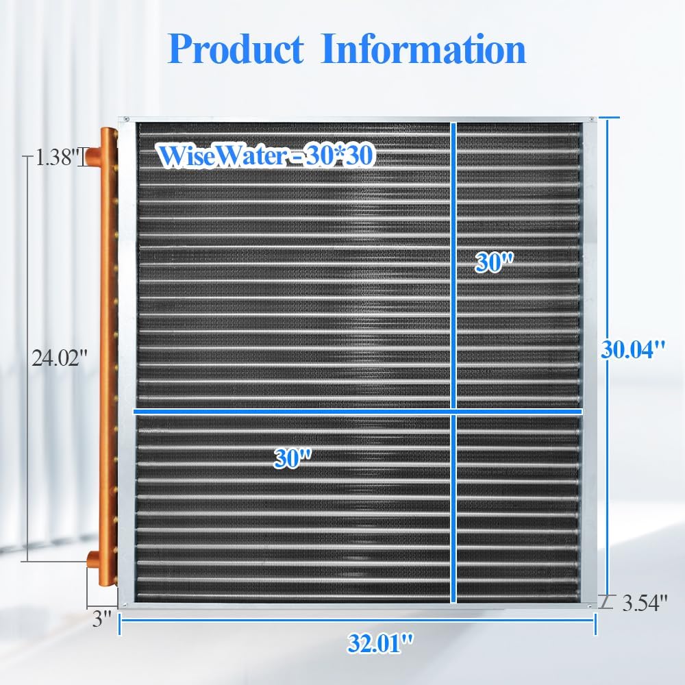Water to Air Heat Exchanger 30x30 with 1 1/4