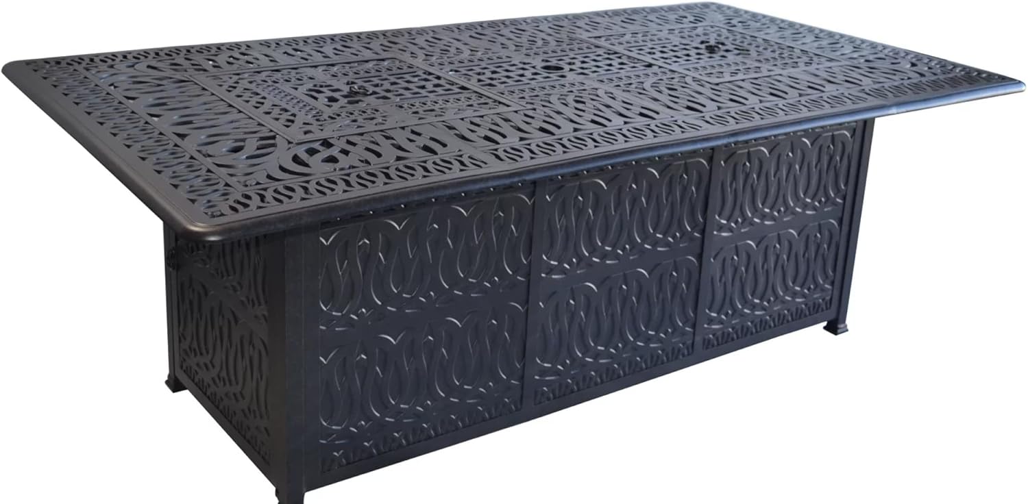 Elizabeth Outdoor Cast Aluminum Powder Coated Double Burner Dining Table - Antique Bronze