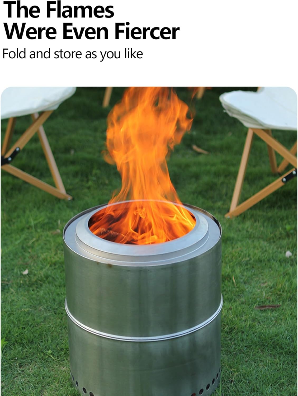 Smokeless Firepit Fire Pit Stainless Steel Fire Pits with Stand Carry Bag for Outdoor Backyard Patio Garden Picnic Camping Bonfire(直径36cm)