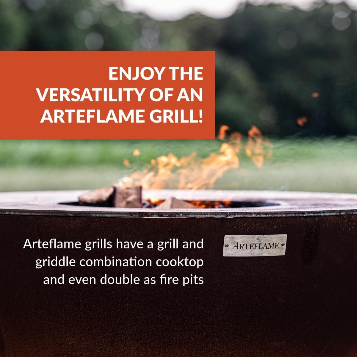 ARTEFLAME Charcoal BBQ Grill, Griddle, and Fire Pit Bundle | Gourmet Outdoor Cooking Essentials | Steakhouse Searing Set (40