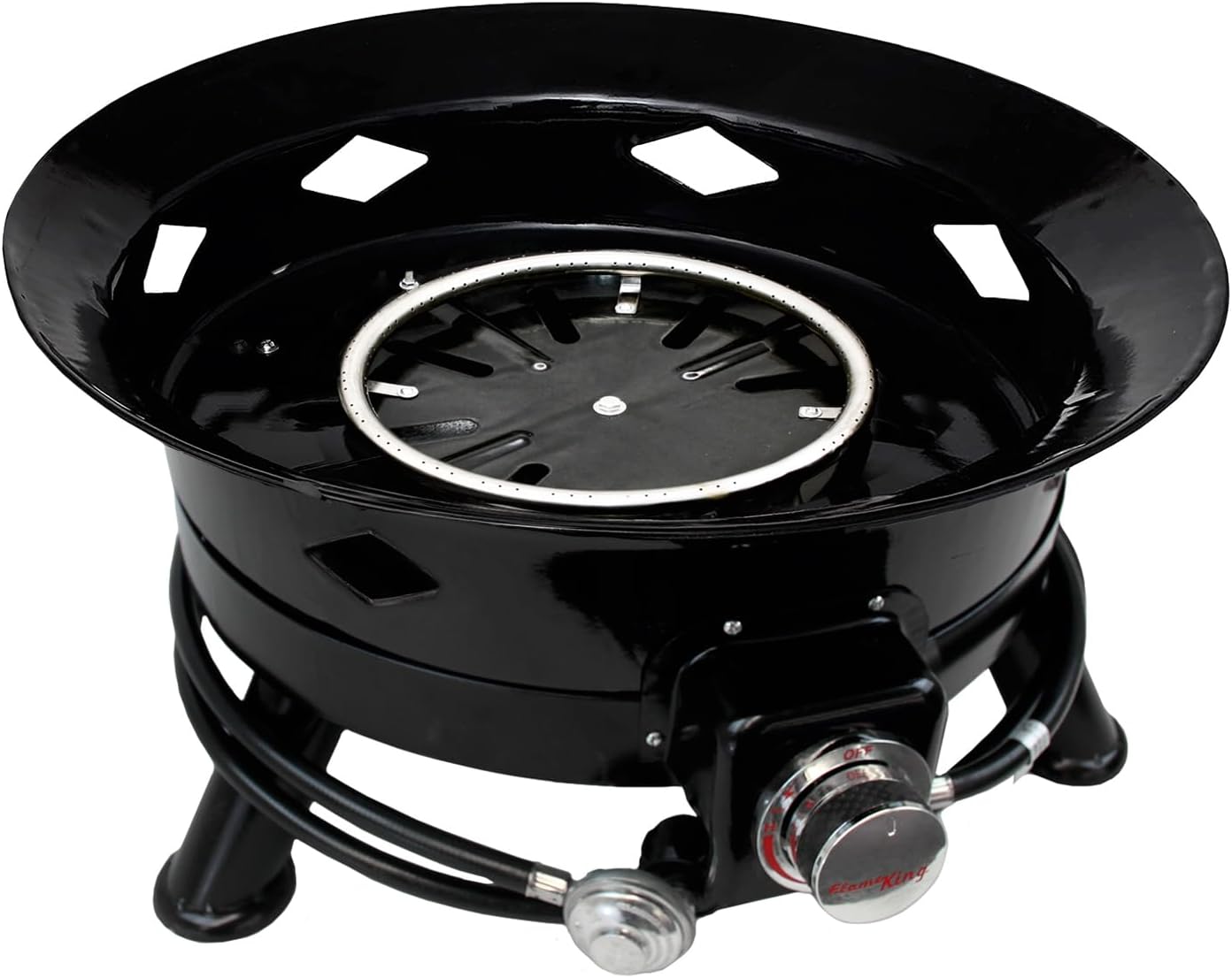 Flame King Smokeless Propane Fire Pit, 24-inch Portable Firebowl, 58K BTU with Self Igniter, Cover, & Carry Straps for RV, Camping, & Outdoor Living