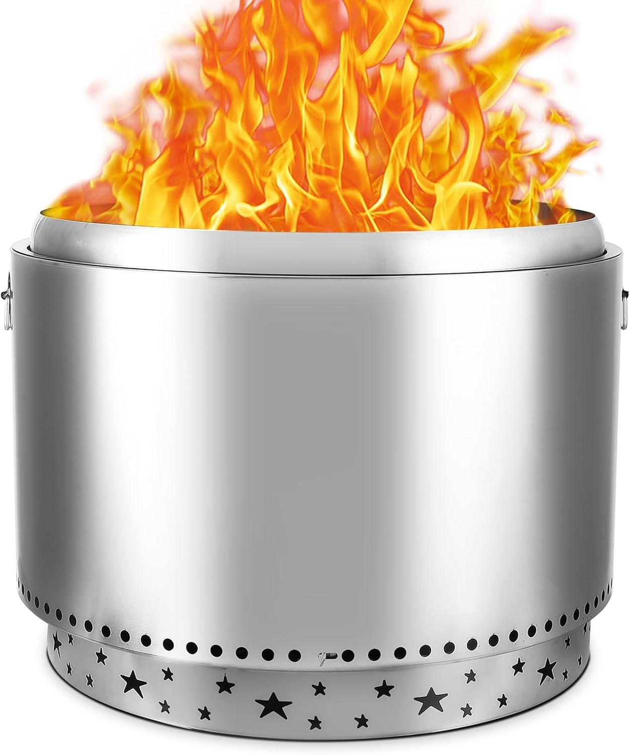 27 - Inch Smokeless Fire Pit Made Stainless Steel with Secondary Combustion, Portable for Outdoor Camping, Backyard Parties and Indoor/Outdoor Use