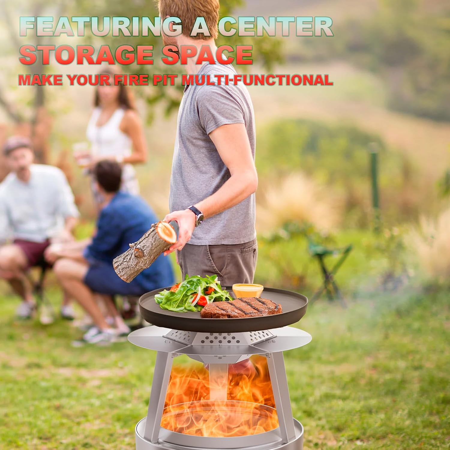 Fire Pit Surround Tabletop & Heat Deflector for Solo Stove Bonfire 19.5