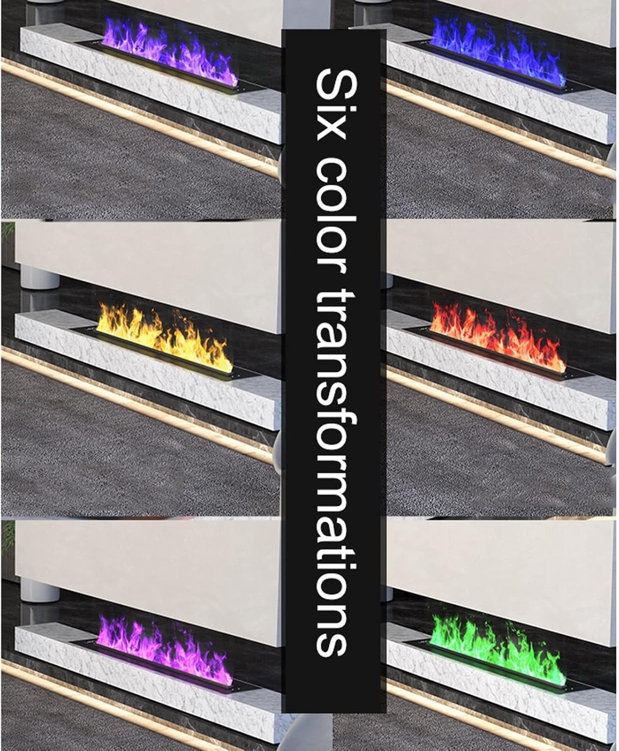 3D Water Vapor Fireplace with Humidifier Flame 200-750W Wall Mounted Fireplace with Adjustable Flame Color and Speed, Remote Control, Smart LCD Touch Screen,(39.3in)