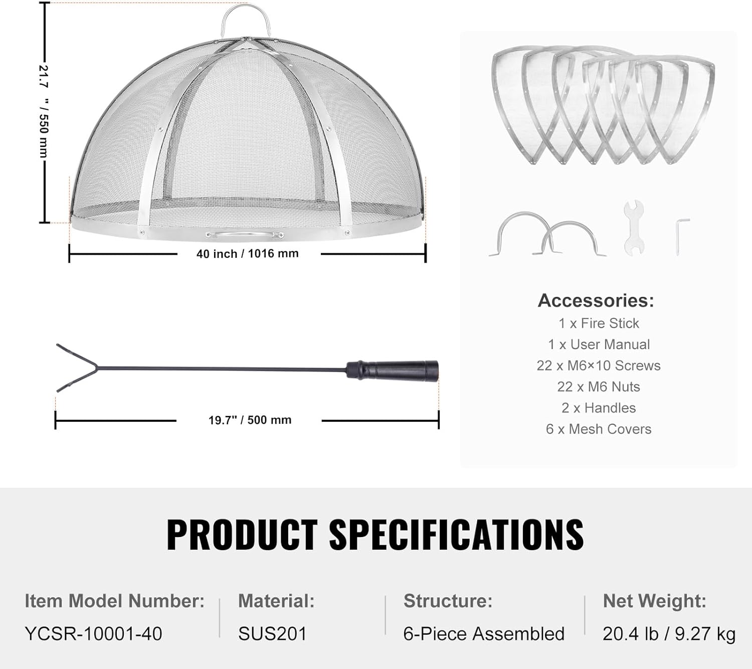 Happybuy Firepit Spark Screen Lid, 40