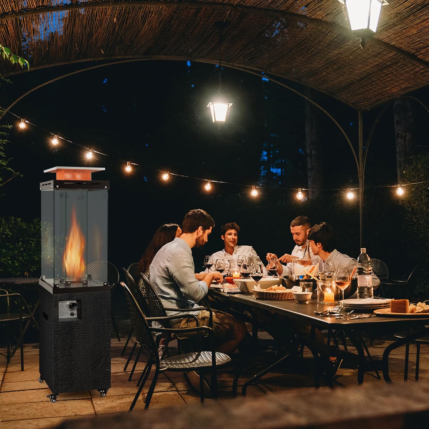 Giantex 41,000 BTU Outdoor Heater, Propane Patio Heater, Outside Space Heater with Protective Cover, Wheels & Adjustable Feet, CSA Certification, Portable Gas Heater for Garden, Yard (Black)