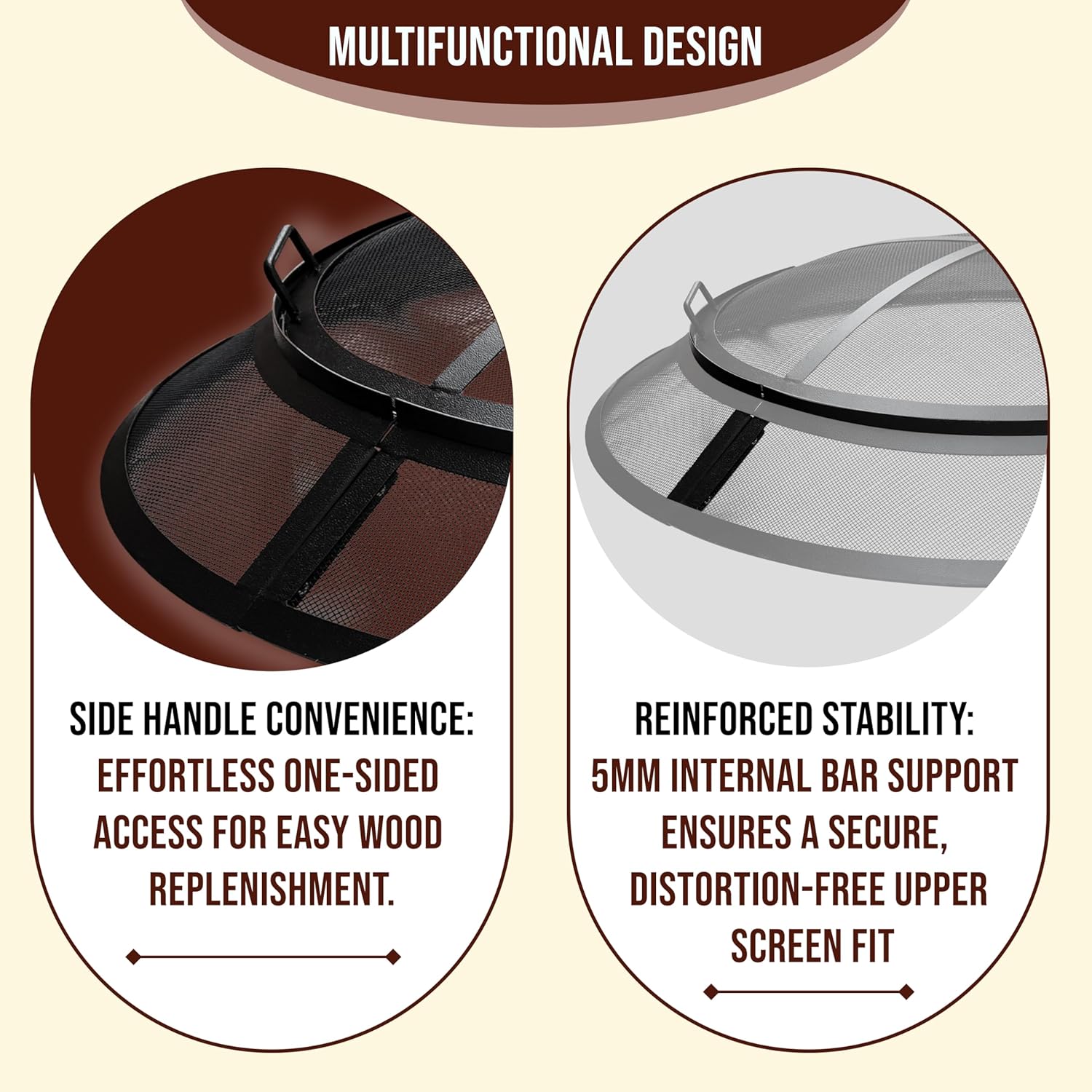 FEBTECH - Fire Pit Screen 40 inch Round Heavy Duty Outdoor FirePit Screen Round with Hook for Easy to Lift Spark Round for FirePit Ring, Firepit Replacement Screen & Fire Pit Insert