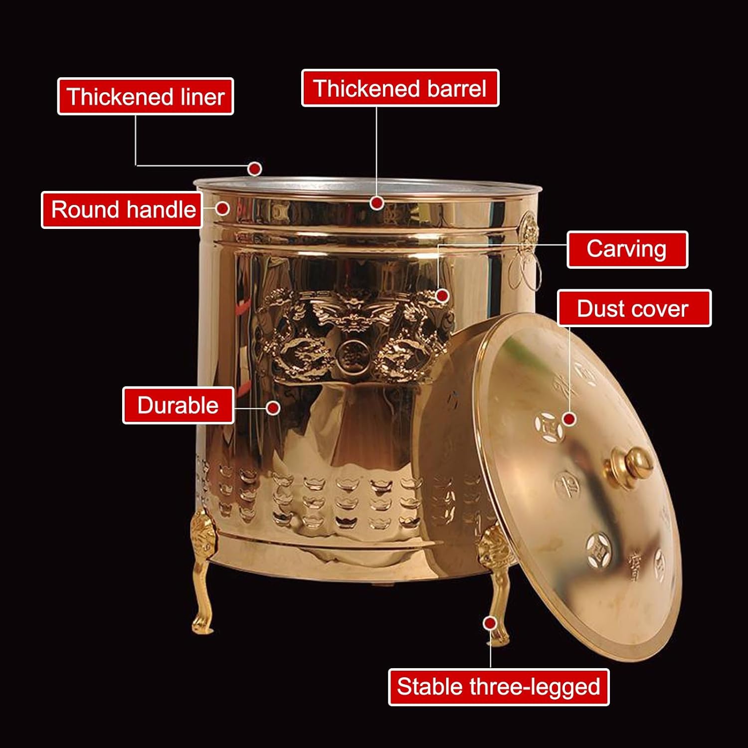 Stainless Steel Burn Barrel, Metal Fire Pit with Lid, Incinerator with Liner, Burn Cage for Yard Waste, for Garden Terrace(50cm/20in)