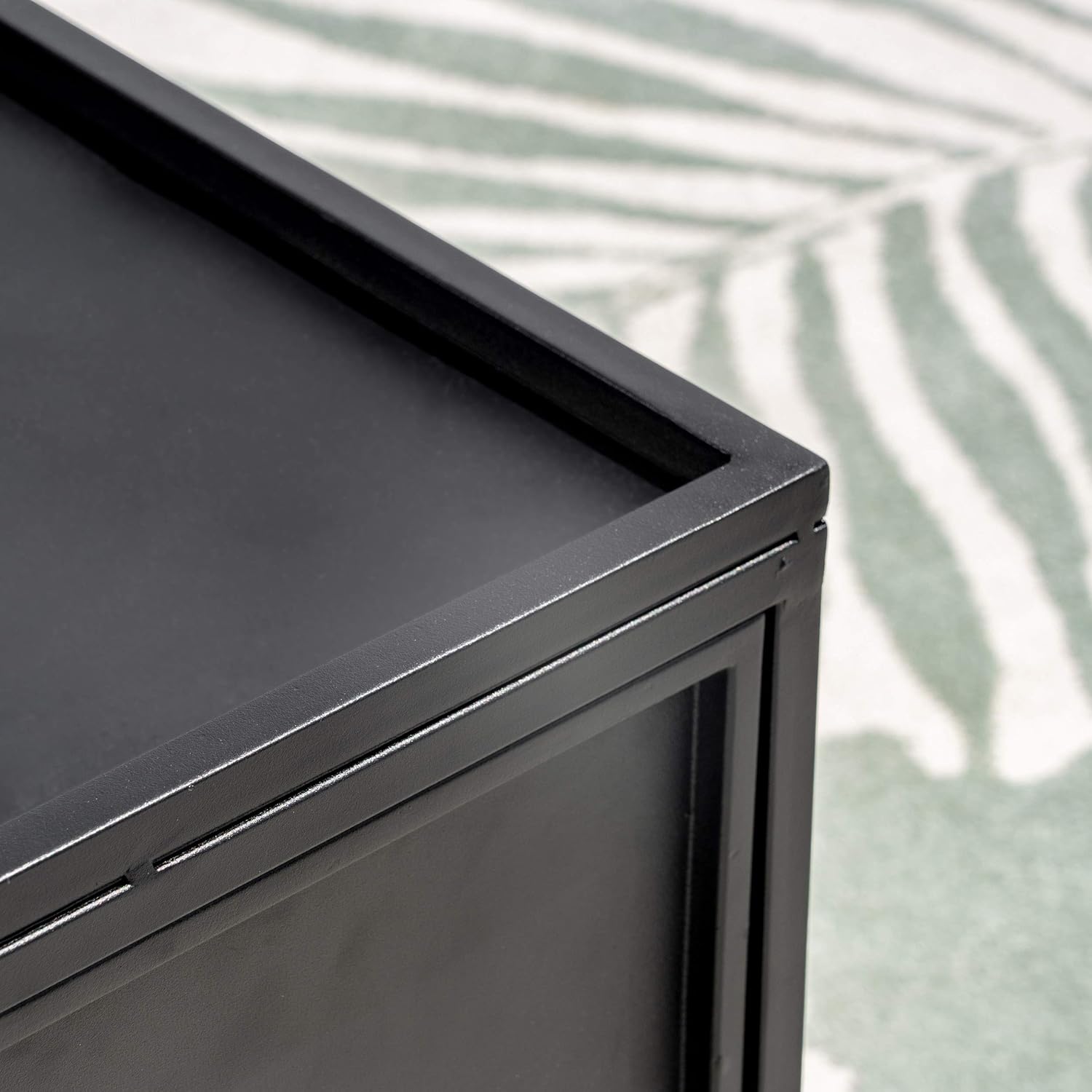 Great Deal Furniture Outdoor 4-Seater Aluminum Chat Set with Fire Pit and Tank Holder, Silver with Khaki and Brown with Wood Pattern