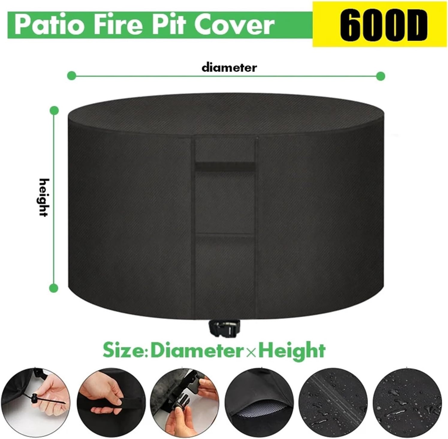 Furniture Cover Waterproof 600D Heavy Fire Pit Cover Rainproof Home Round Barbecue Rack Covers Grill Furniture Universal