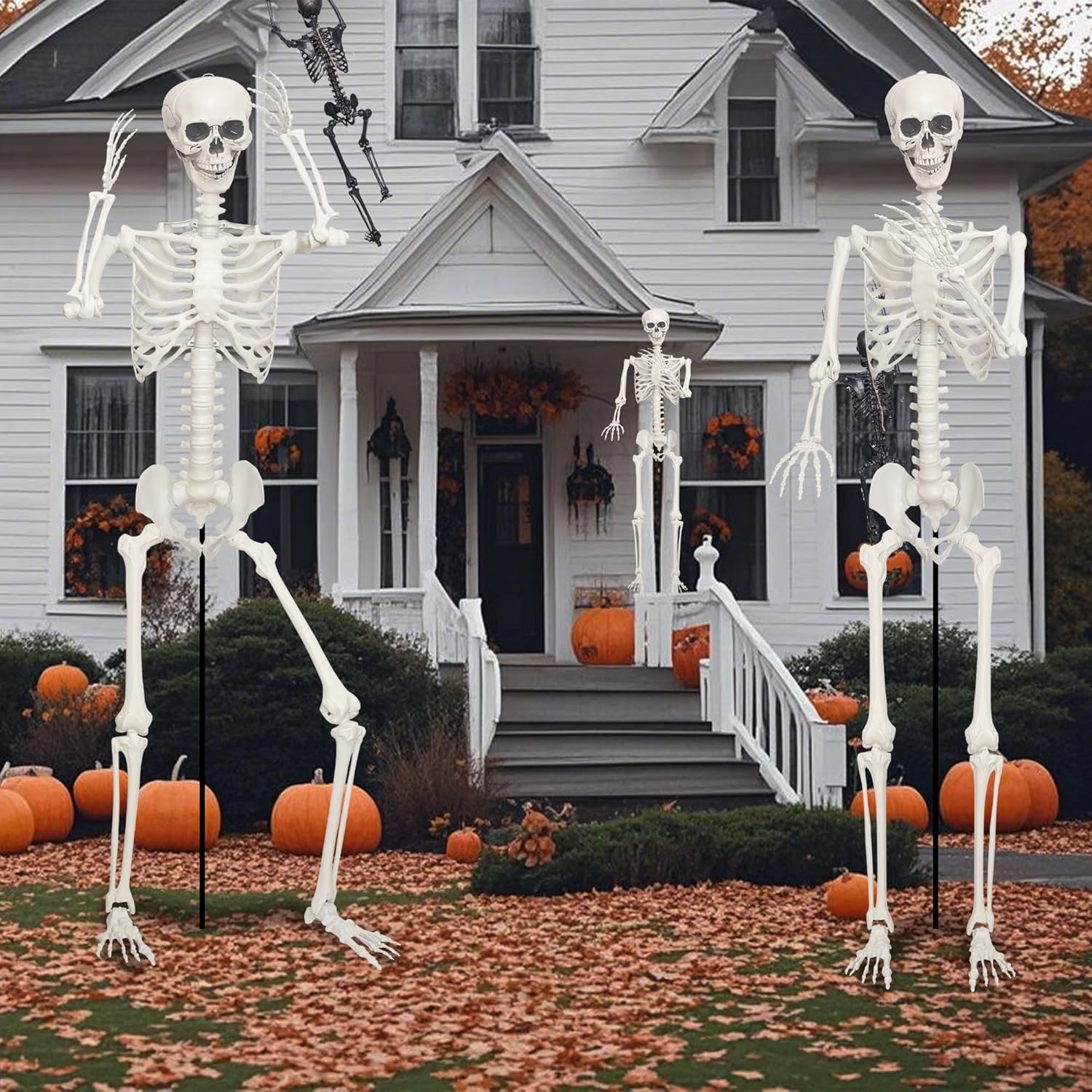 Lodou 1PC 7.9ft/240cm Halloween Giant Skeleton Full Body Realistic Human Bones with Adjustable Joints for Indoor Outdoor Halloween Decor