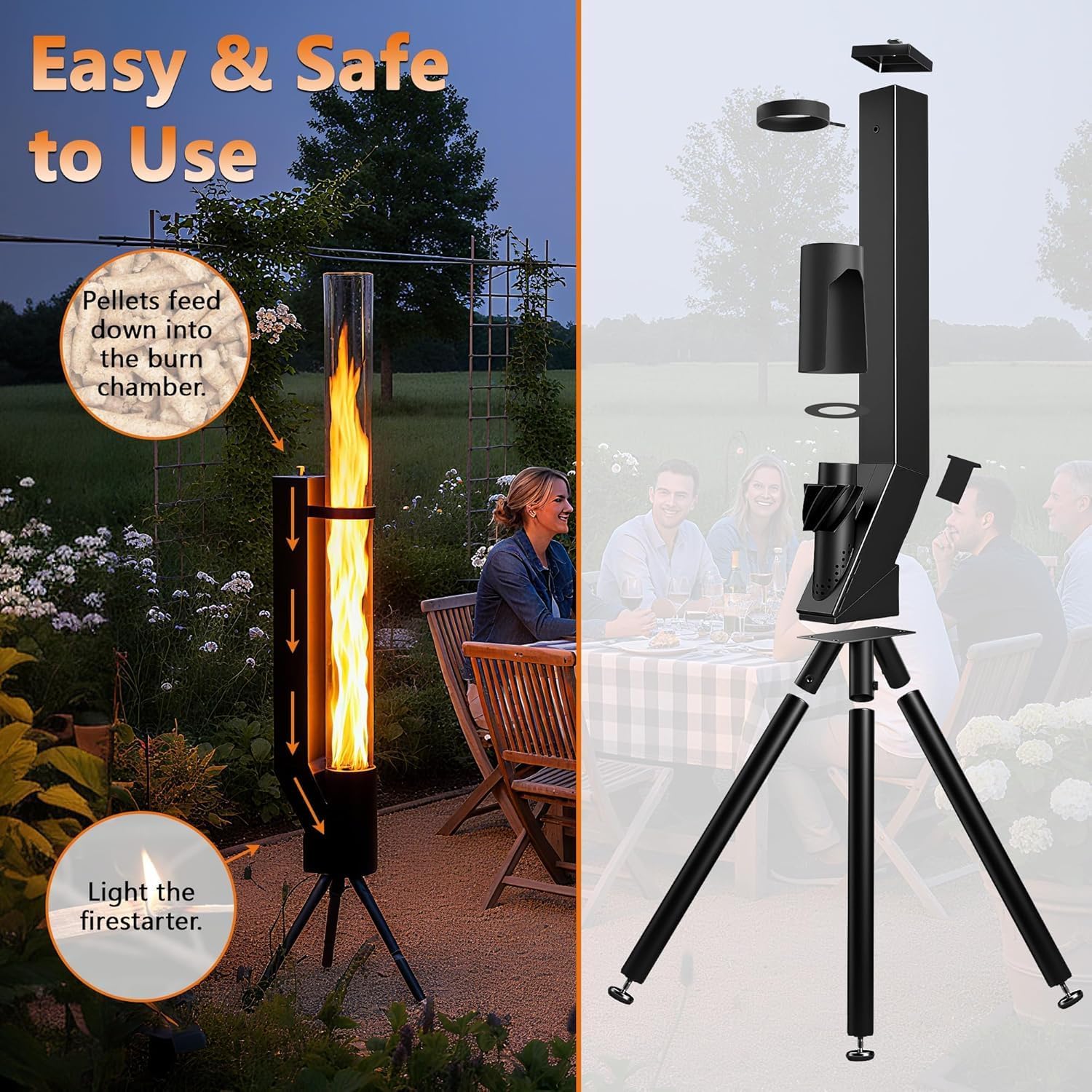 Wood Pellet Patio Heater -Outdoor Fire Pit- 58
