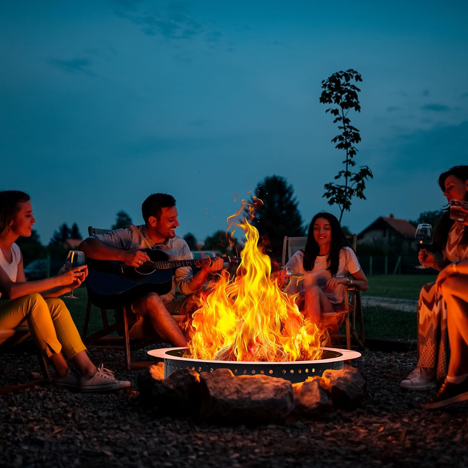 36 inch Outdoor Fire Pit Liner, Round Heavy Duty Fire Pits, Rim Insert Firepit for Outside, DIY Campfire Fireplace