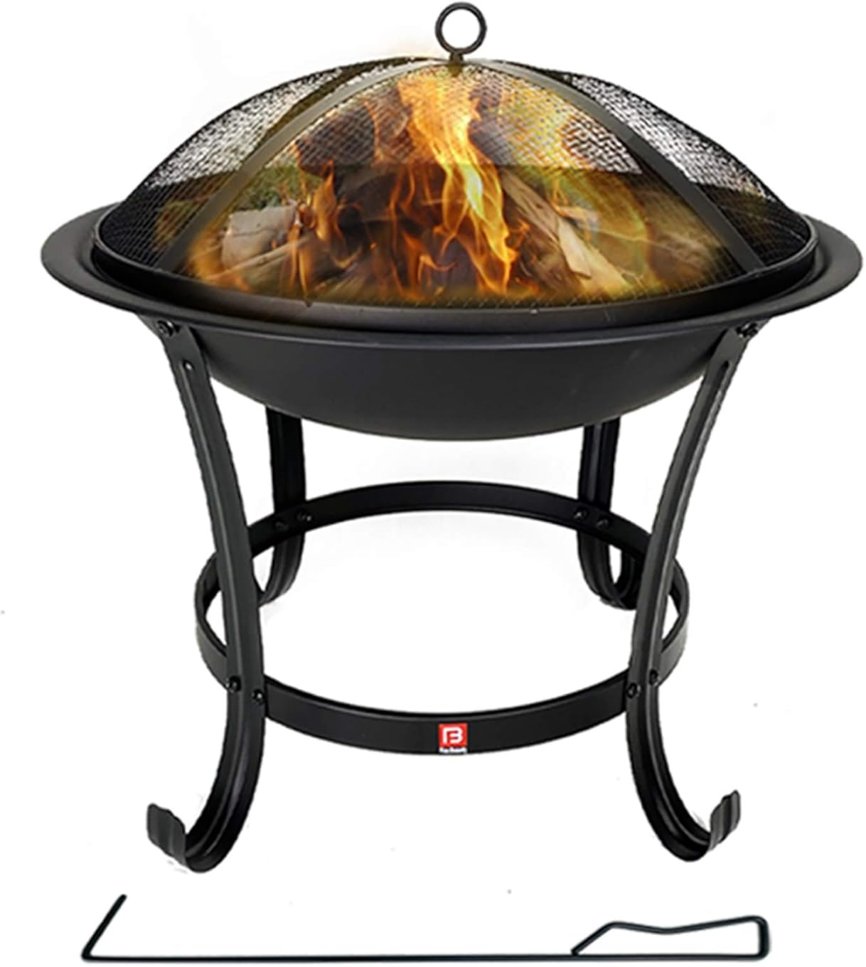 FireBeauty Fire Pit BBQ Grill Pit Bowl with Mesh Spark Screen Cover,Poker
