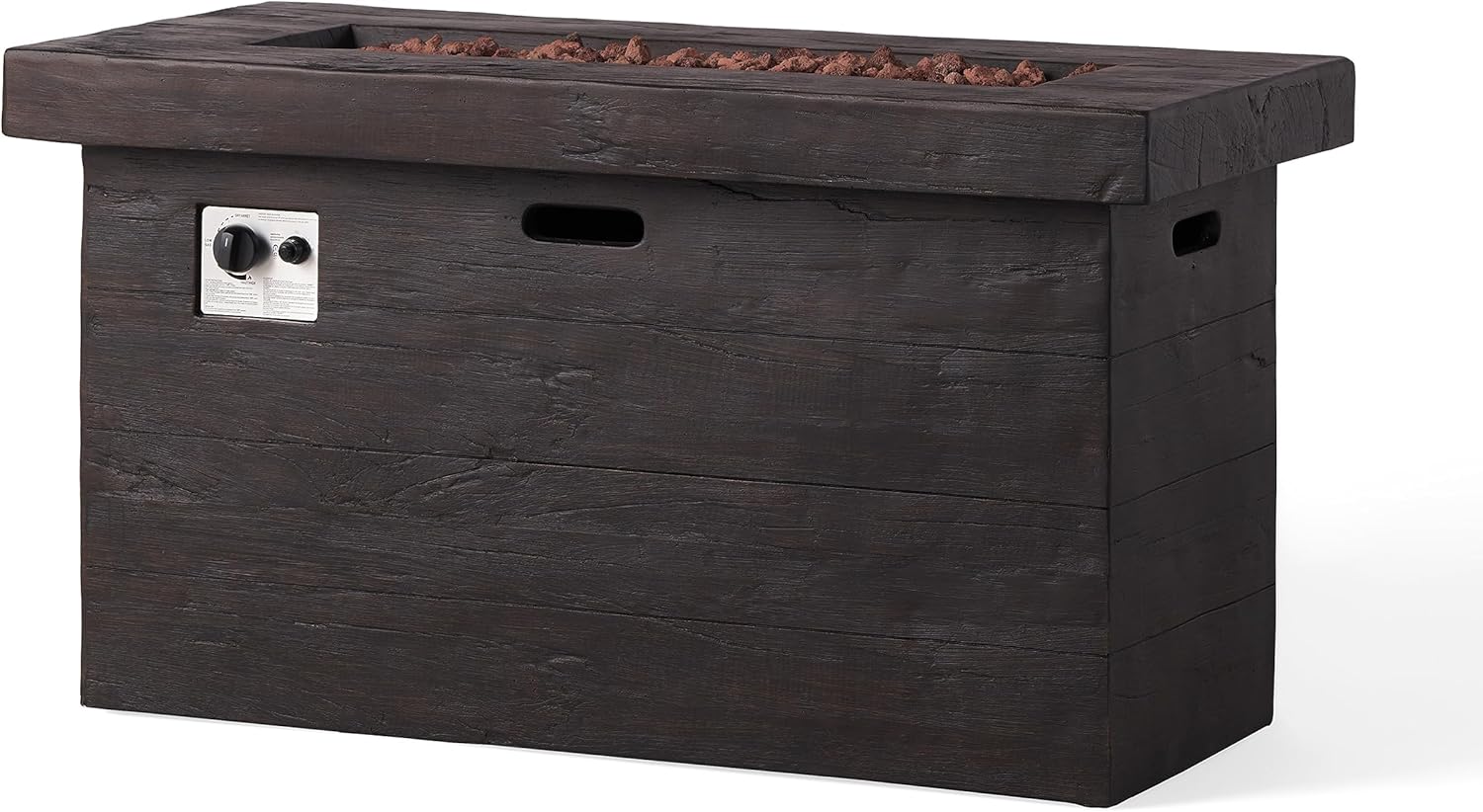 Christopher Knight Home Custer Outdoor Rectangular Fire Pit - 40,000 BTU, Brown