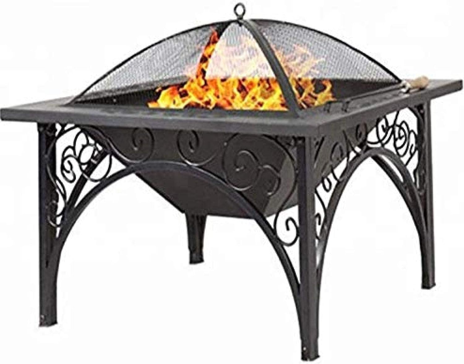 Fire Pit BBQ Grill Fire Bowl Square Outdoor Garden and Patio Heater Pit Square Metal Brazier for Barbecue Multifunction Outdoor Brazier