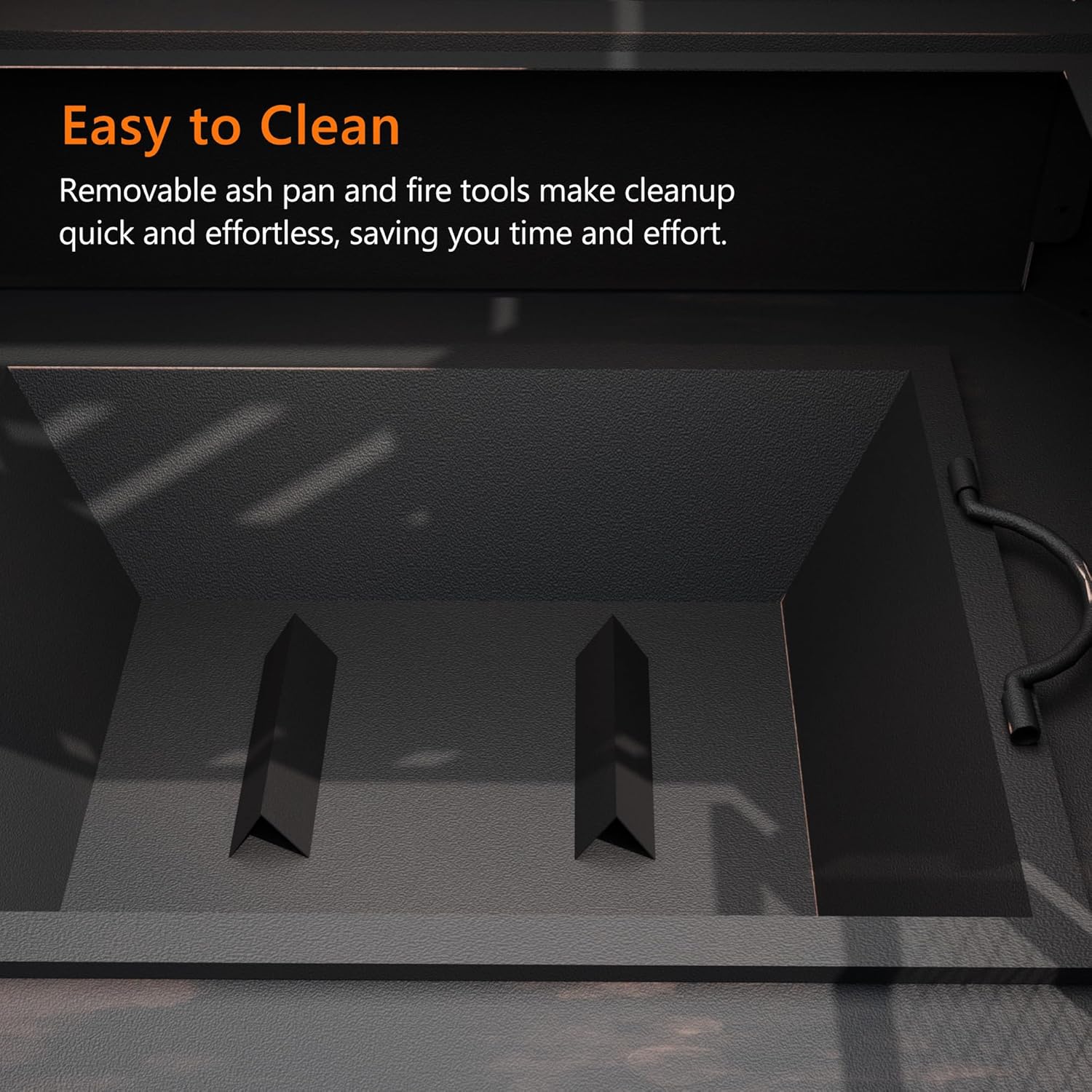 Outdoor Fireplace with Chimney and Wood Storage, Metal Wood Burning Fire Pit with Heat Resistant Gloves, Fire Poker and Grill Mesh, Outside Fireplace for Patio, Garden and Deck, Black