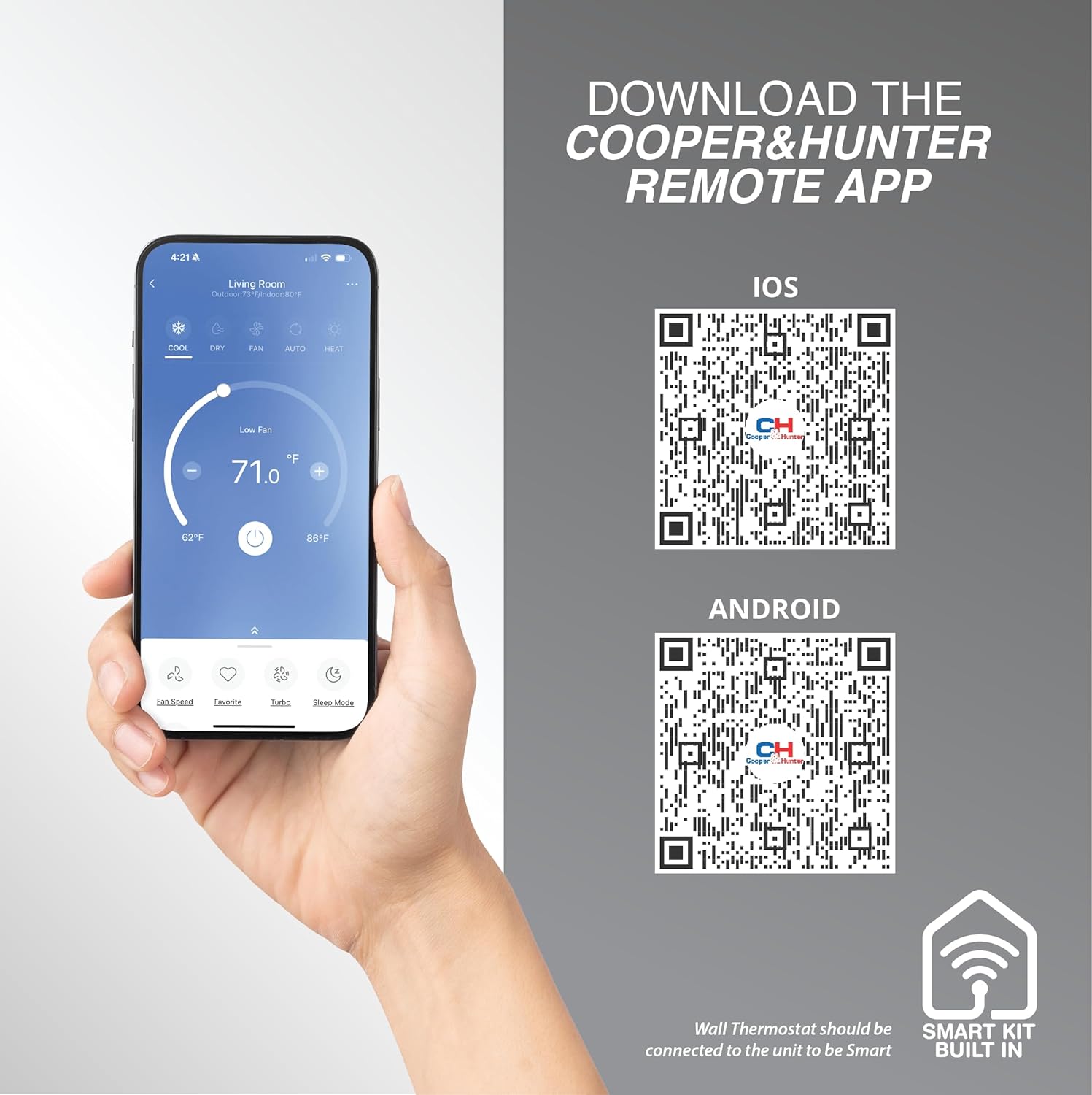 Cooper & Hunter 12,000 BTU 230V Hyper Heat Concealed Slim Ducted Mini Split AC/Heater – 20 SEER2 Inverter System – Heats Down to -22F – Includes 25FT Installation Kit - Cooling & Heating