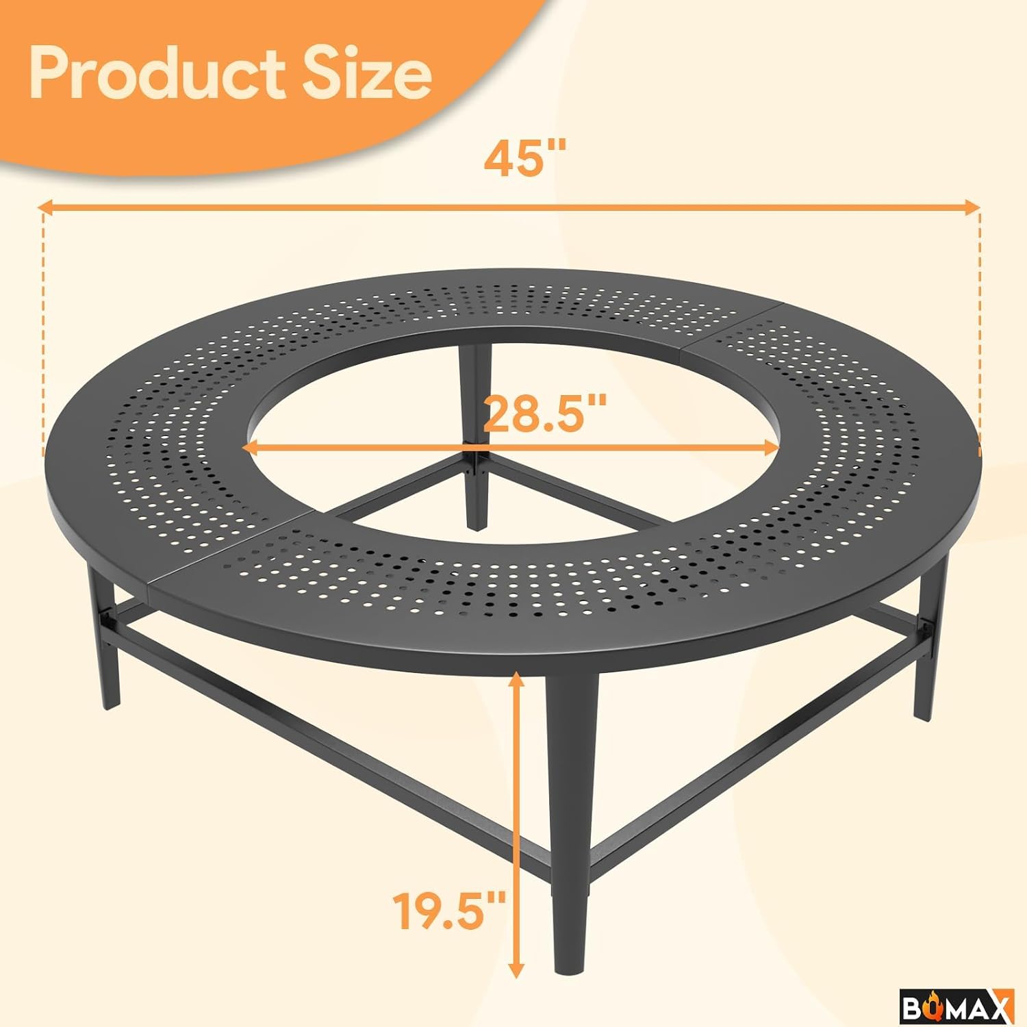 Fire Pit Surround Tabletop for Solo Stove Yukon & Bonfire, Outdoor Smokeless Fire Pit Table for Wood Burning Fire Pits, Powder-Coated Steel Stove Table Surround for Solo Stove