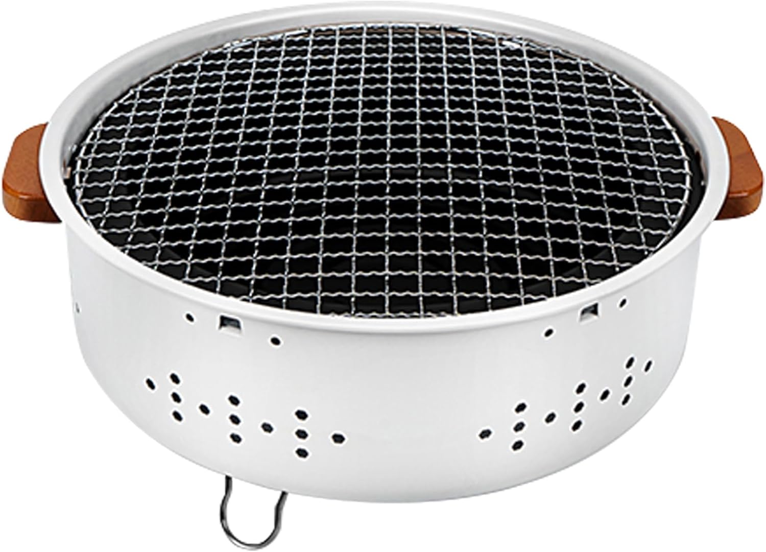 Fire Pits,Fireplace,Thickened Iron Body + Enamelled Inner Liner,Anti-Scald Handles on Both Sides,Detachable Design,Easy to Clean,with Grill Mesh and Grill Pan,33.5 x 10cm (A)