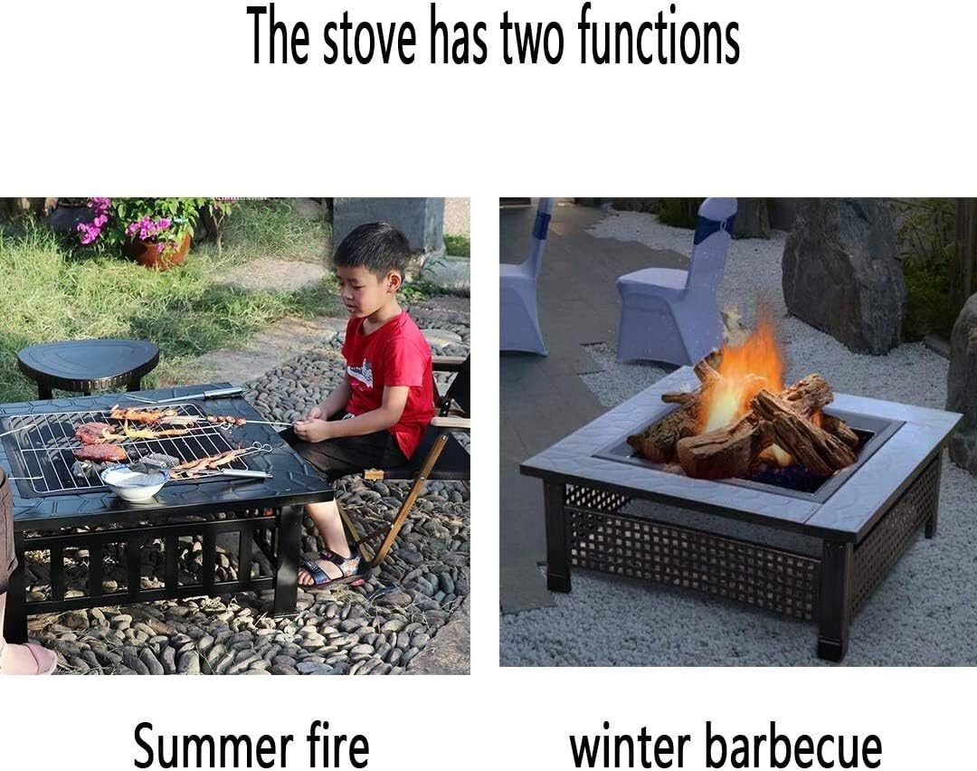 Fire Pits Outdoor Wood Burning Outdoor Fire Pit, Multifunctional Garden Terrace Fire Bowl Heater,BBQ Grill Fire for Backyard Garden Camping Picnic with Cover BBQ Cooking for Outside Camping Backyar