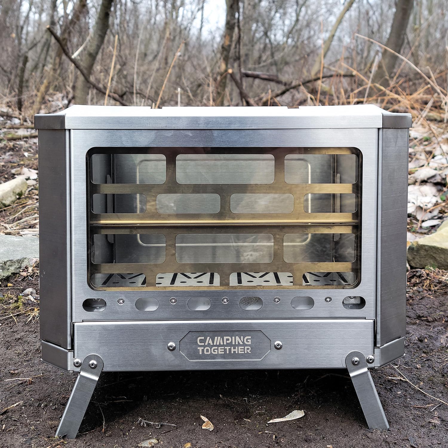 Portable Fire Pit for Camping Smokeless Folding FirePit Wood Burning Stove, Camping Stainless Steel Fire Pit for Outdoor, Patio, Backyard