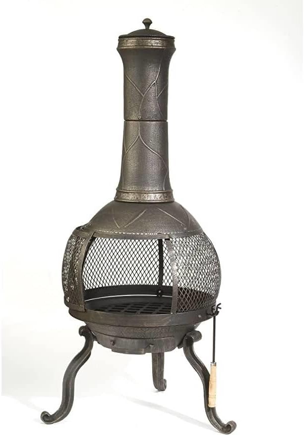 Rustic Outdoor Steel Cast Iron Chimenea Wood Fire Pit New