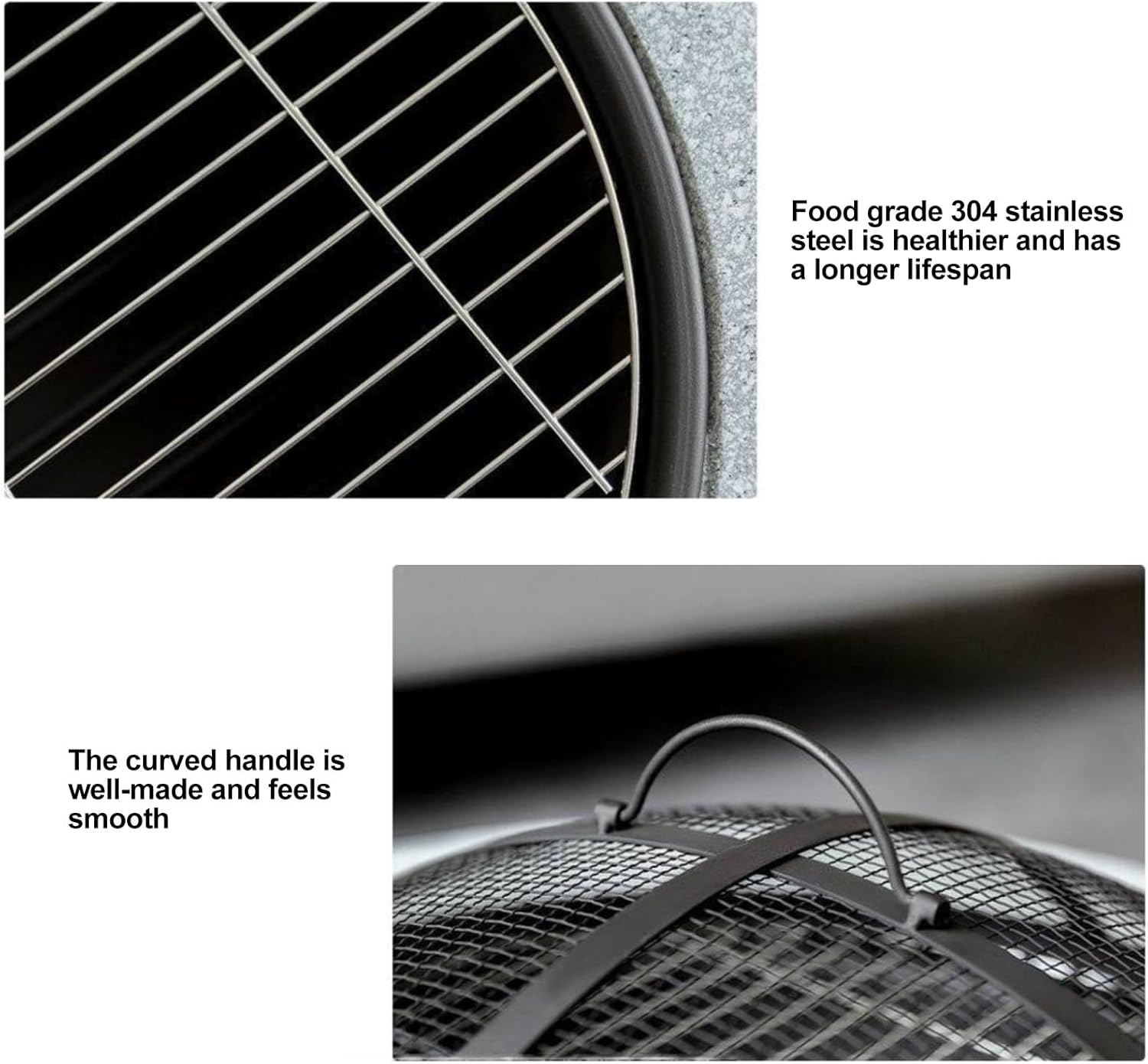 24 in Portable Round Wood Burning Fire Pit, Outside Wood Burning Firepit Bonfire, Barbecue Grill with Sturdy Faux Imitation Concrete Appearance Base, for Patio Garden Backyard BBQ