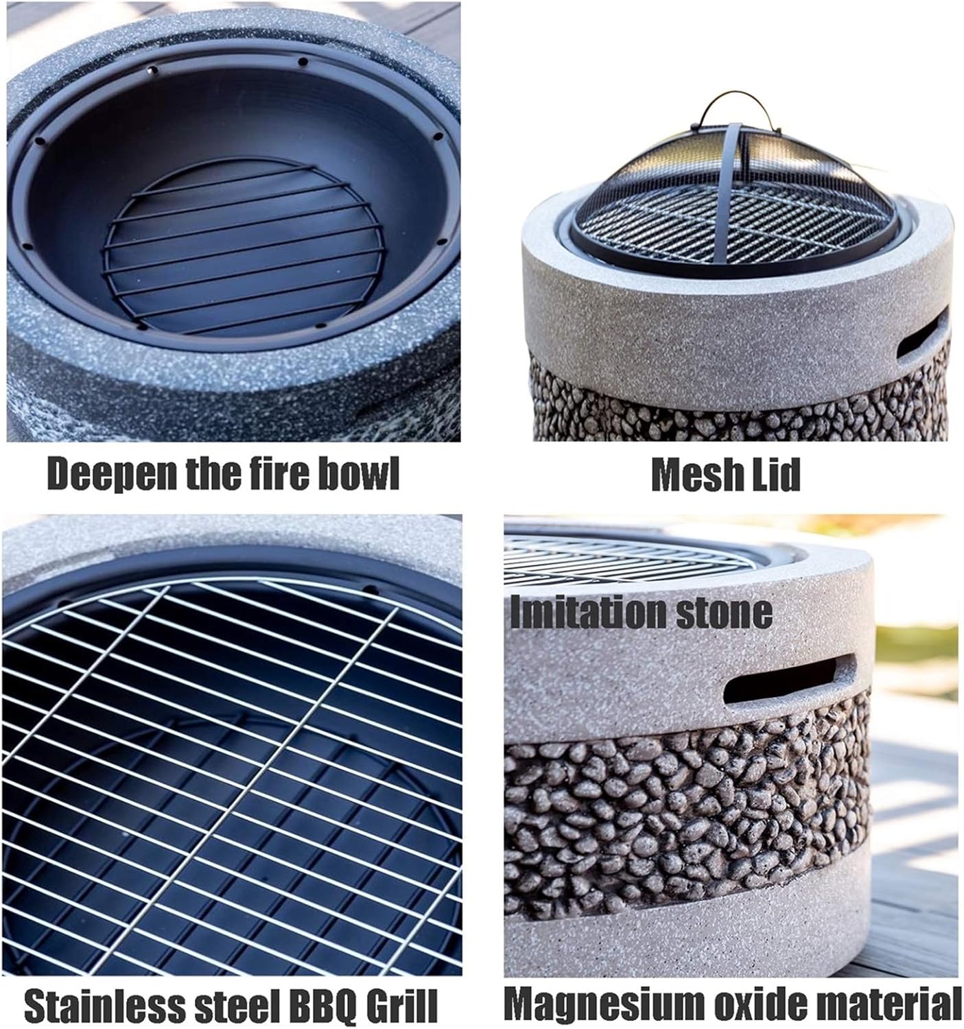 Outdoor Fire Pit Garden BBQ Grill Kit,rd Patio Garden Fireplace Camping Outdoor Heating, Campfire Picnic Cooking Fire Pit, 55.5cm/21.9