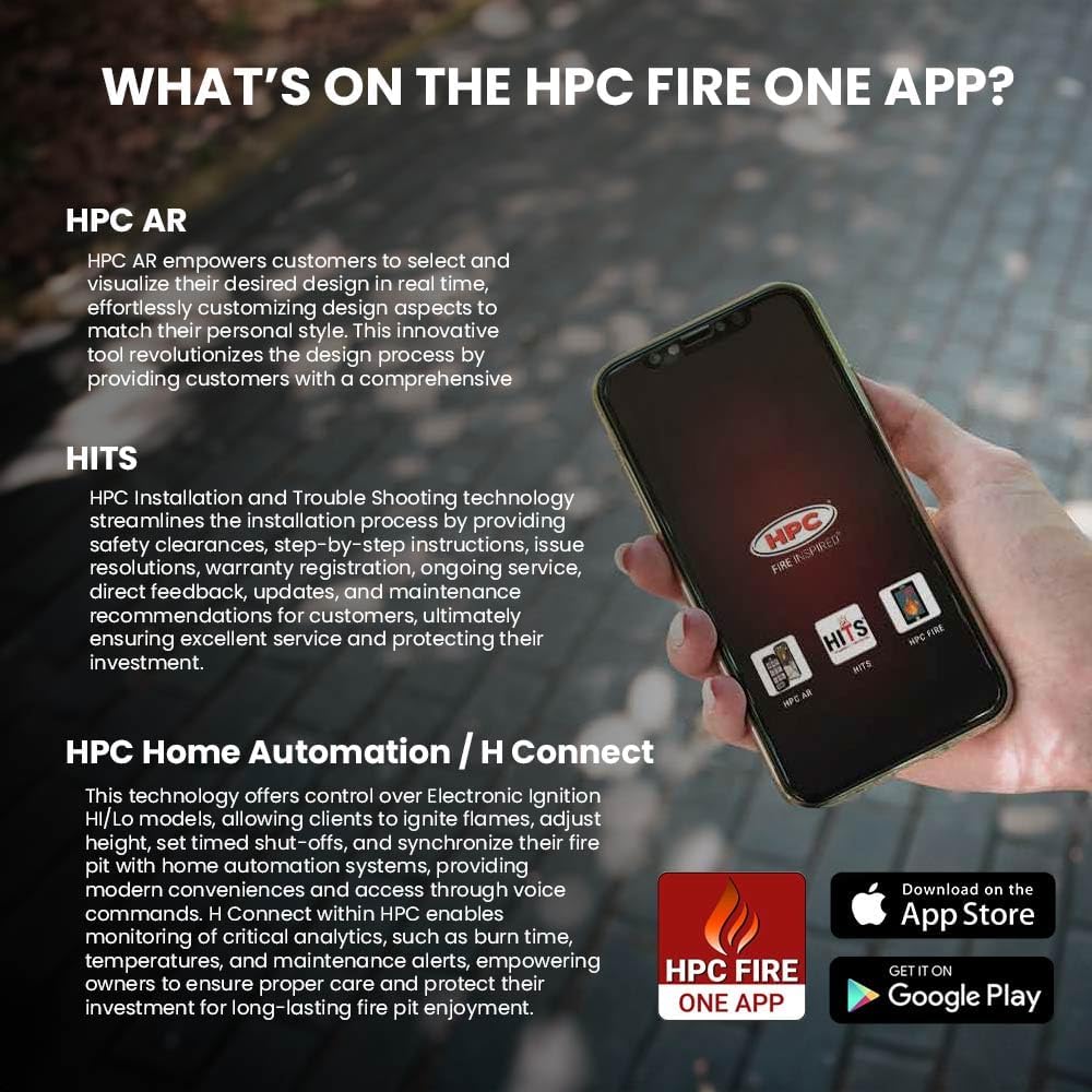 HPC Fire Push Button Flame Sensing Fire Pit Burner Kit (PENTA31FPPK-FLEX-LP), 31-Inch Bowl Pan, Propane Gas, UL Listed