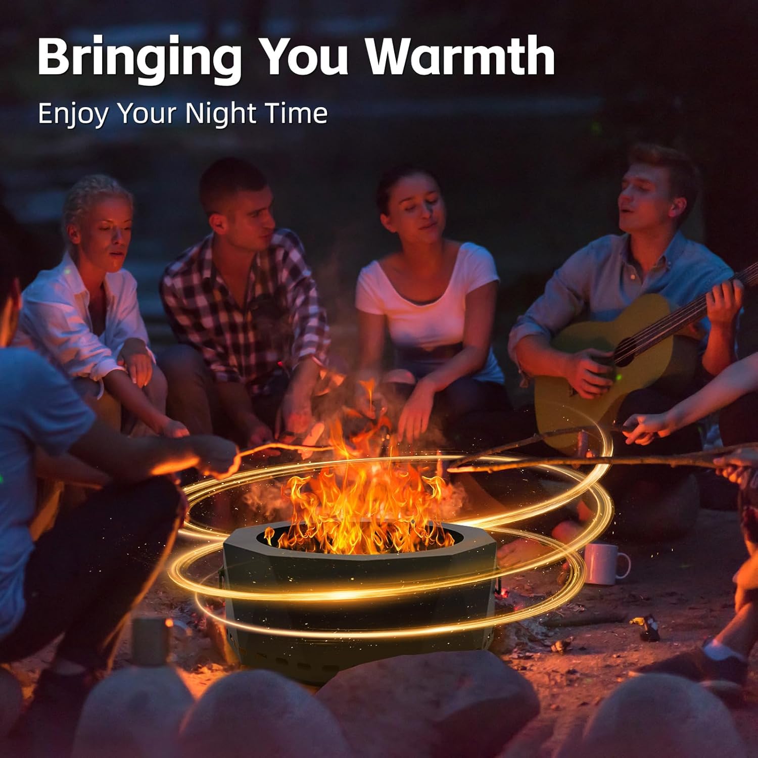 Smokeless Fire Pit Outdoor- 20 Inch Low Smoke Metal Fire Pits & Fireplaces for Outside with Carry Bag, Smokeless Wood Stove for Camping, Patio, Backyard, Garden, Picnic-L