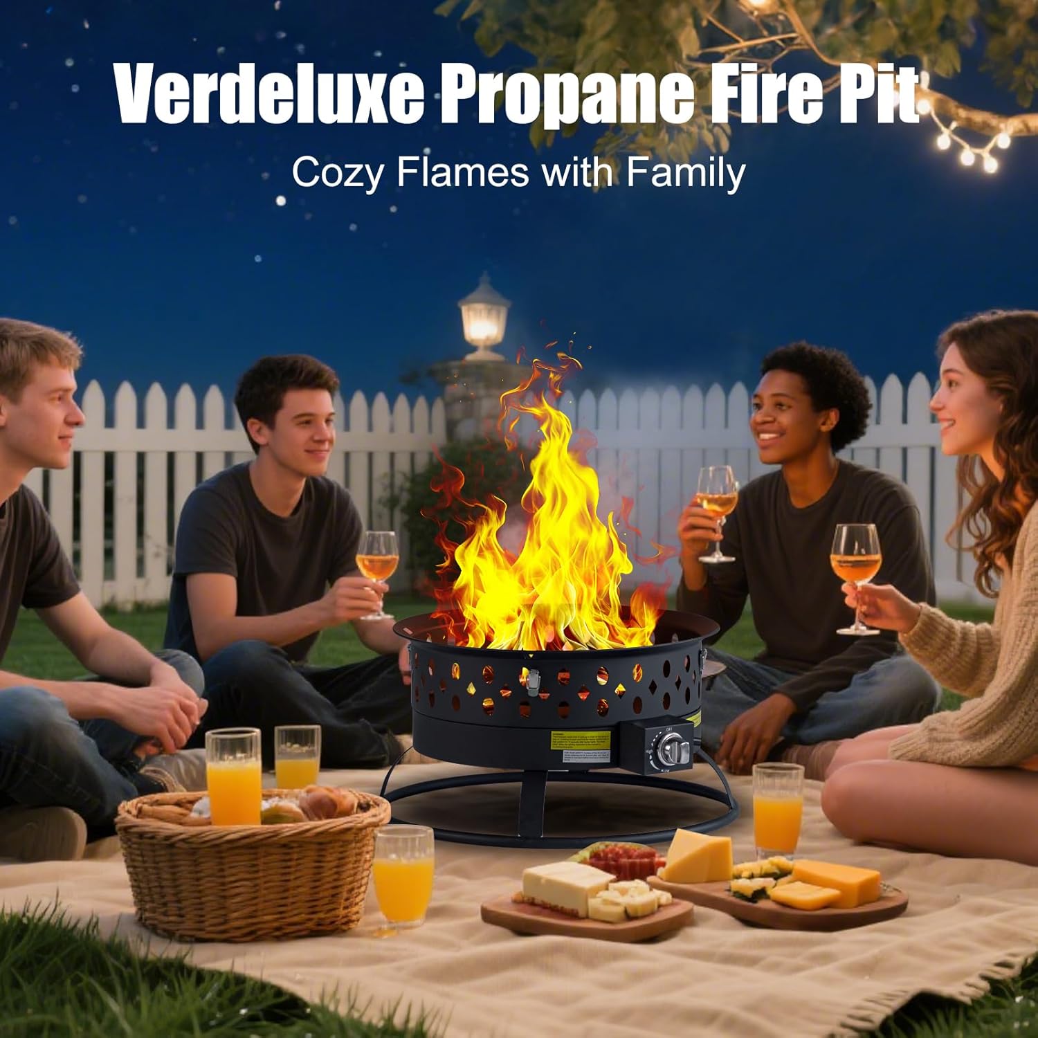 22 Inch Portable Propane Fire Pit,Gas Fire Pit for Outside with Lid & Handle, Smokeless Gas Firepit Bowl with Lava Rocks,Outdoor Propane Firepits for Camping,Patio,Yard,Bonfire.(Black)