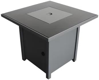 25'' H x 30'' W Steel Outdoor Fire Pit Table with Lid – 40,000 BTU, Push-Button Ignition, Propane & Natural Gas Compatible