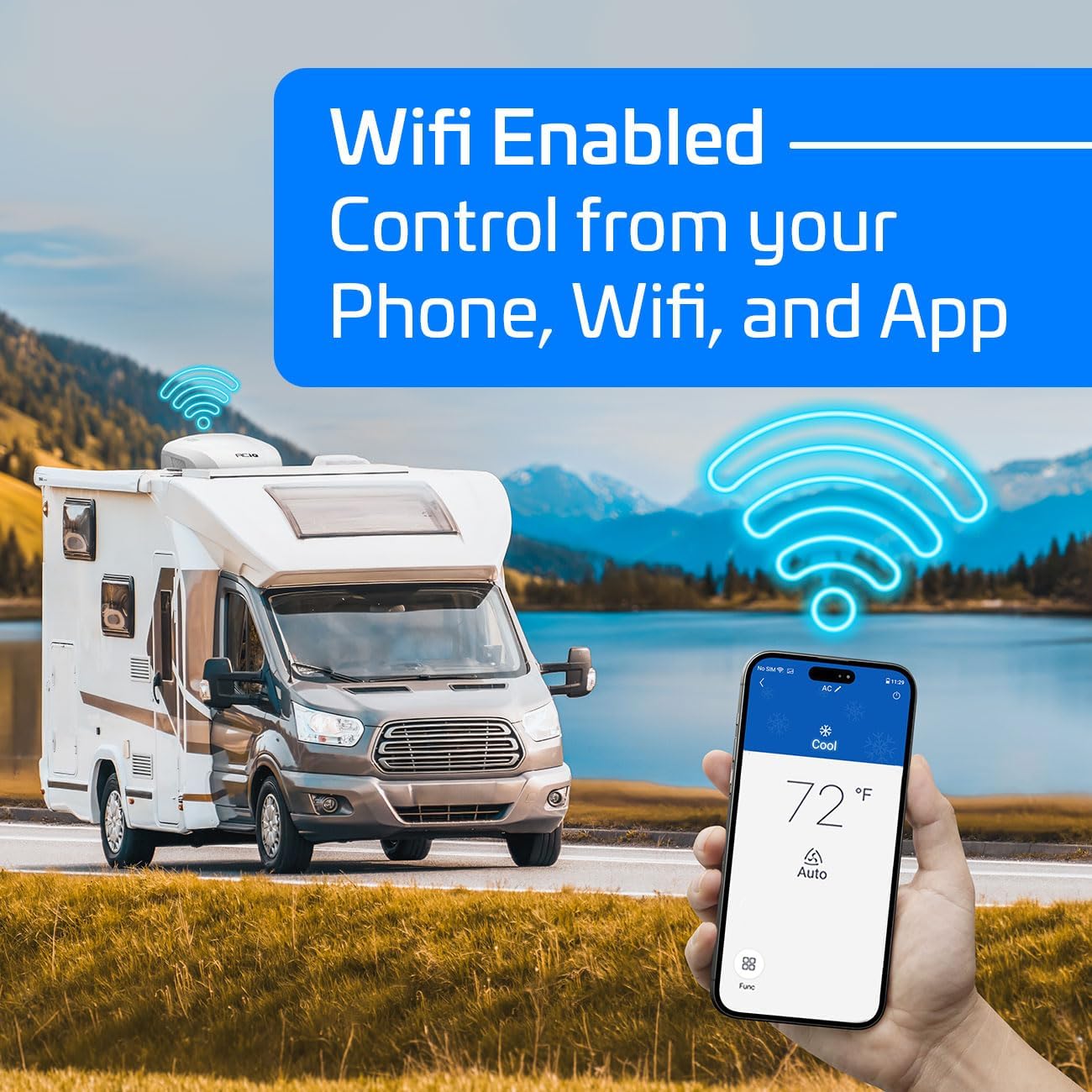 ACiQ 15,000 BTU RV Air Conditioner with Heat Pump Non-Ducted - 115V Black Roof Top AC Unit | 1.25 Ton Cooling & Heating for Camper, Motorhome, Travel Trailer