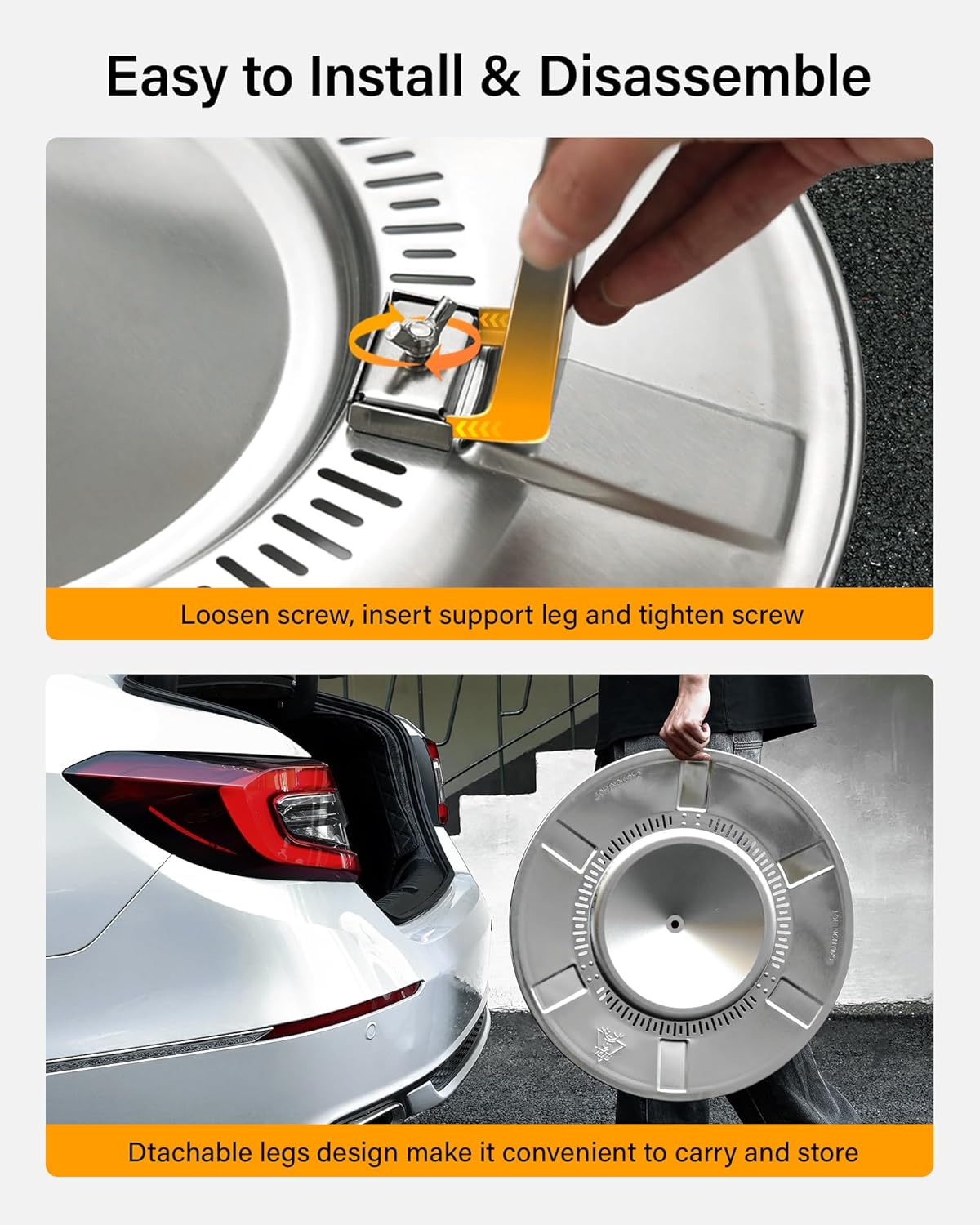 YEFU Smokeless Firepit & Heat Deflector: 304 Stainless Steel Fire Pit with Heat Diffuser for Solo Stove Bonfire - 19 inch Smokeless Fire pits Set for Outside Outdoor Patio Camping Backyard