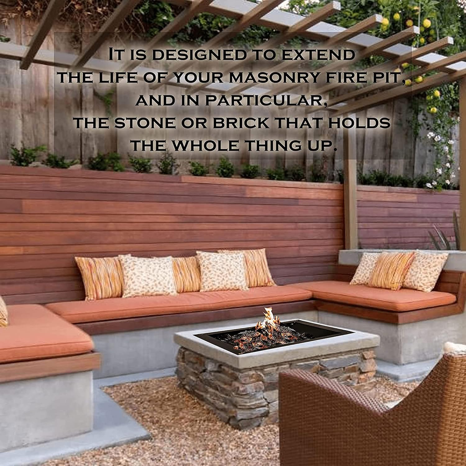 Simond Store Square Fire Pit Ring Insert - Powder Coated 2MM Carbon Steel 29