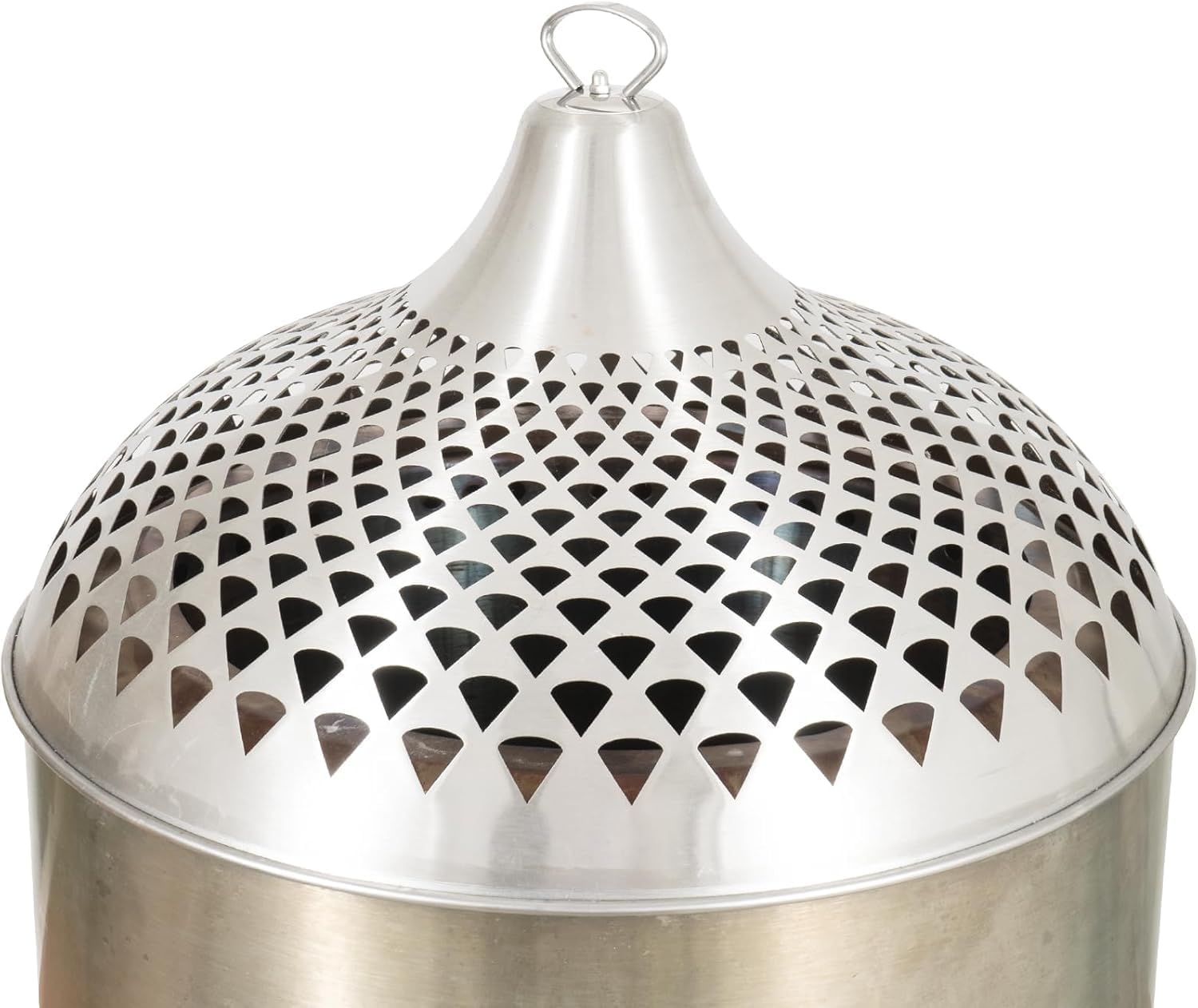 Spark Shield for Bonfire, 304 Stainless Steel Fire Pit Screen, 19.13 Inch Diameter, Silver, Decorative Lattice Design with Handle