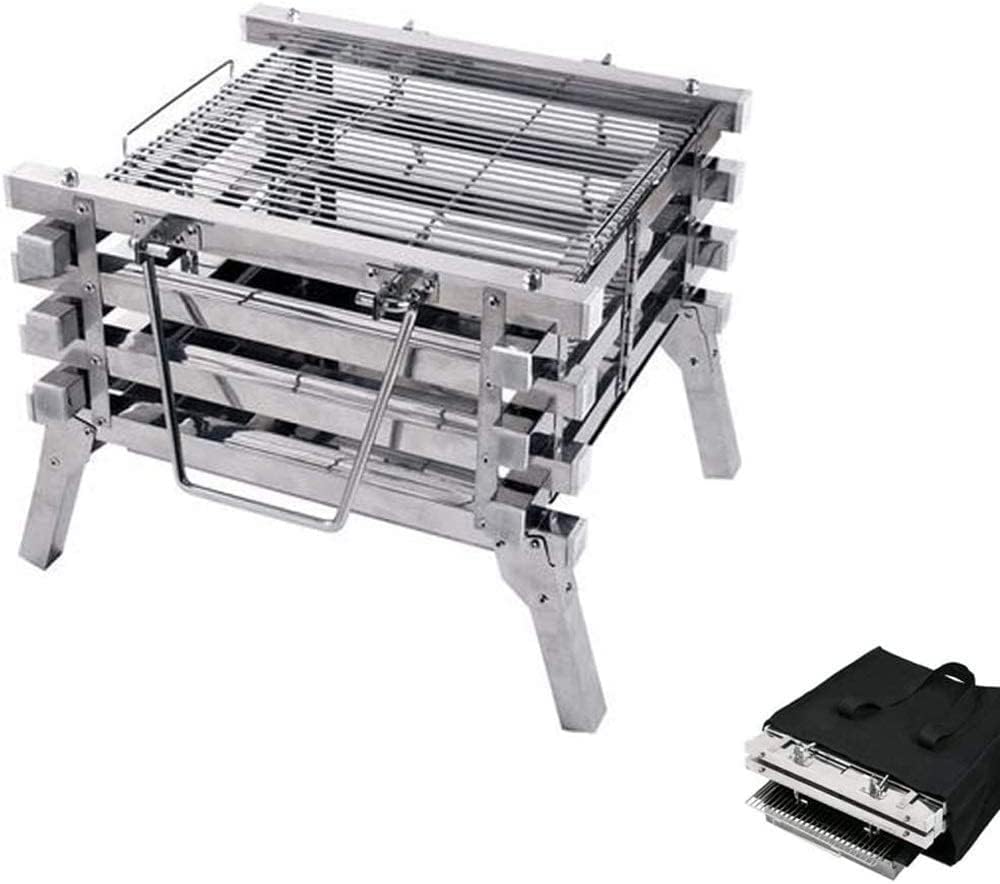 BBQ Grill Outdoor Portable Fire Pit Outdoor Foldable Bonfire Stove 16'' Steel BBQ Grill for Camping Picnic Bonfire Patio Backyard Garden,Outdoor Fire Pits