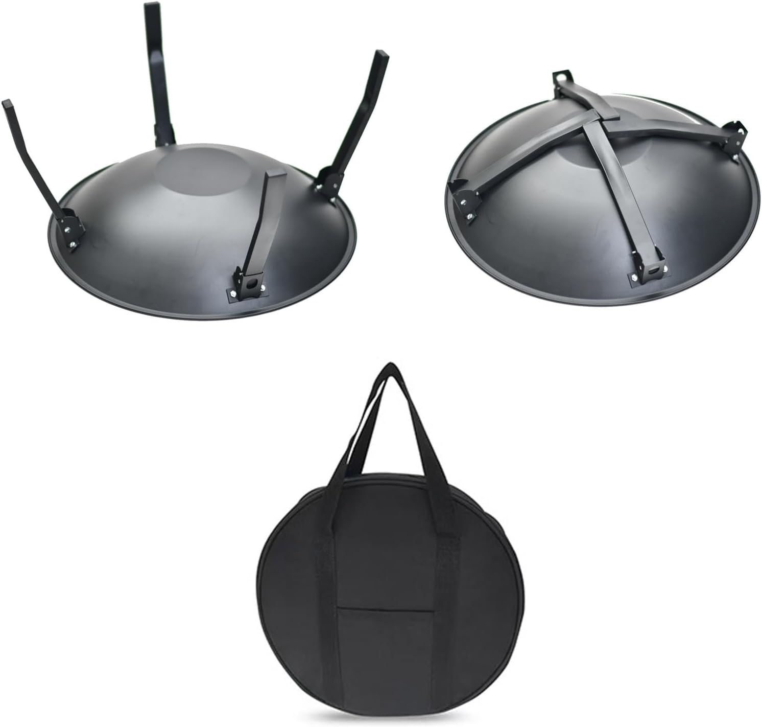 Collapsible Fire Pit,Fire Brazier,with Spark Guard,Storage Bag,for Terrace,Charcoal Fire,Heating,Diameter 55cm,Steel,Black