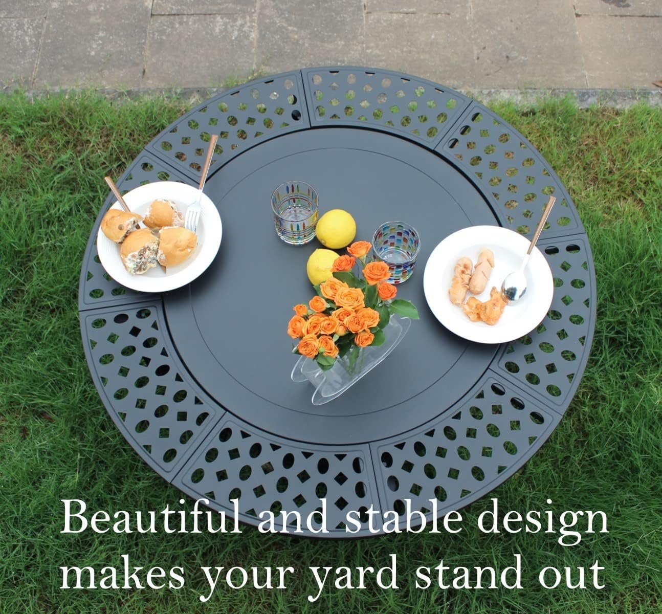 36 Inch Fire Pit with 2 Grills, Wood Burning Fire Pits for Outside with Lid, Poker and Round Waterproof Cover, BBQ& Outdoor Firepit & Round Metal Table 3 in 1 for Patio, Picnic, Party (BLACK 36 inch)