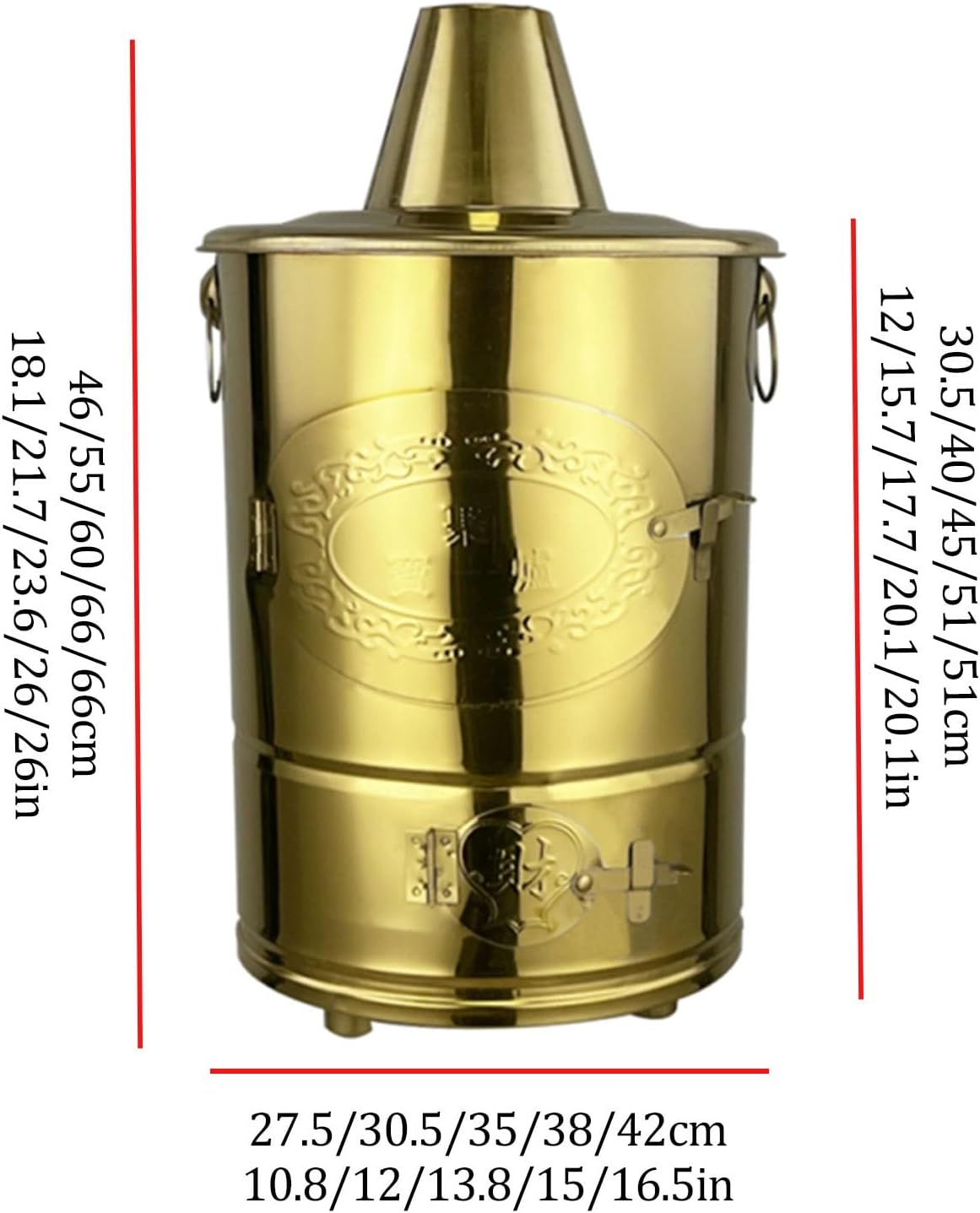 Stainless Steel Firepit Incinerator Paper Burner with Lid Burn Barrel for Outside Burning Trash Leaves Bonfire fire Pit with Handle for Home and Garden.(Medium-Red)