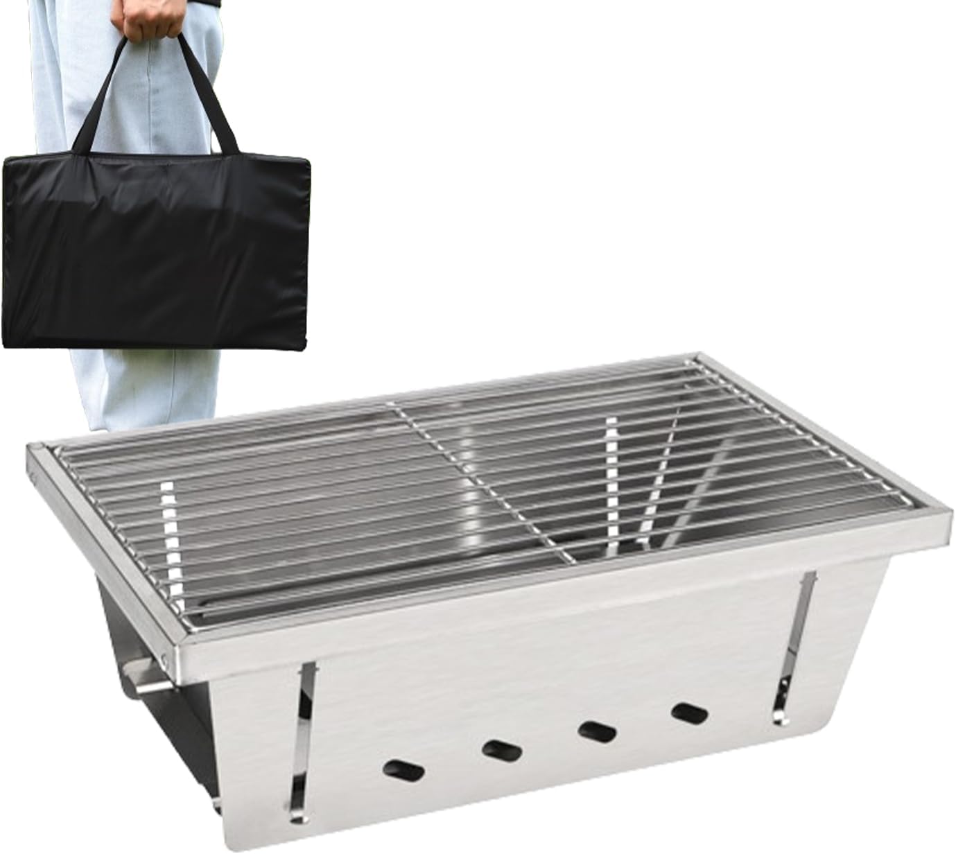 Portable Fire Pit,Stainless Steel Heat-Resistant Outdoor Cookware,Charcoal Grill Portable | for Hiking Garden Balcony Backyard Patio Traveling Picnic Party Bonfires