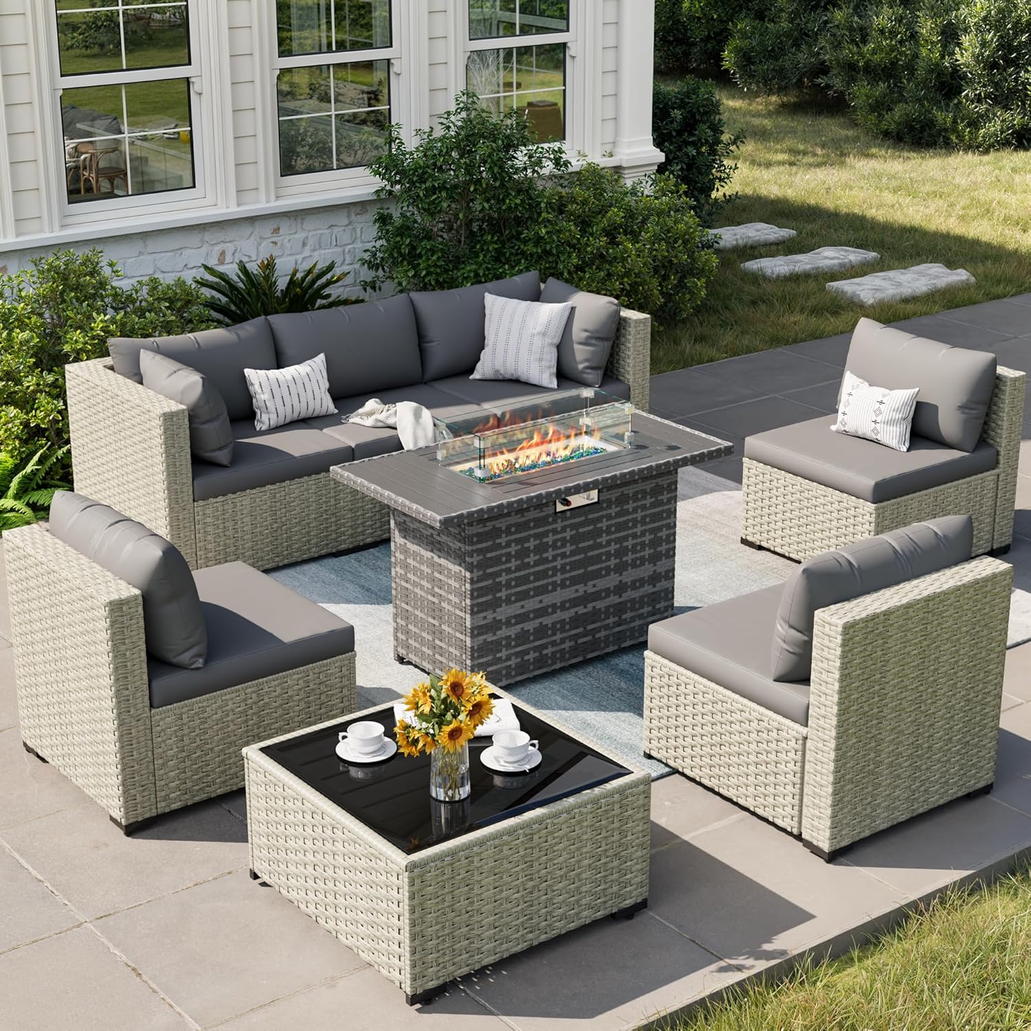 8 Piece Patio Furniture Set with 44