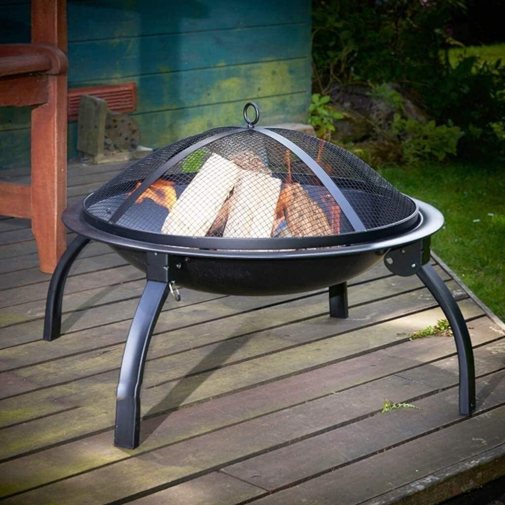 Fire Pits Outdoor Wood Burning Outdoor Fire Pit - 42 Inch Large Bonfire Wood Burning Patio & Backyard Firepit for Outside with Round Spark Screen with Cover BBQ Cooking for Outside Camping Backyar